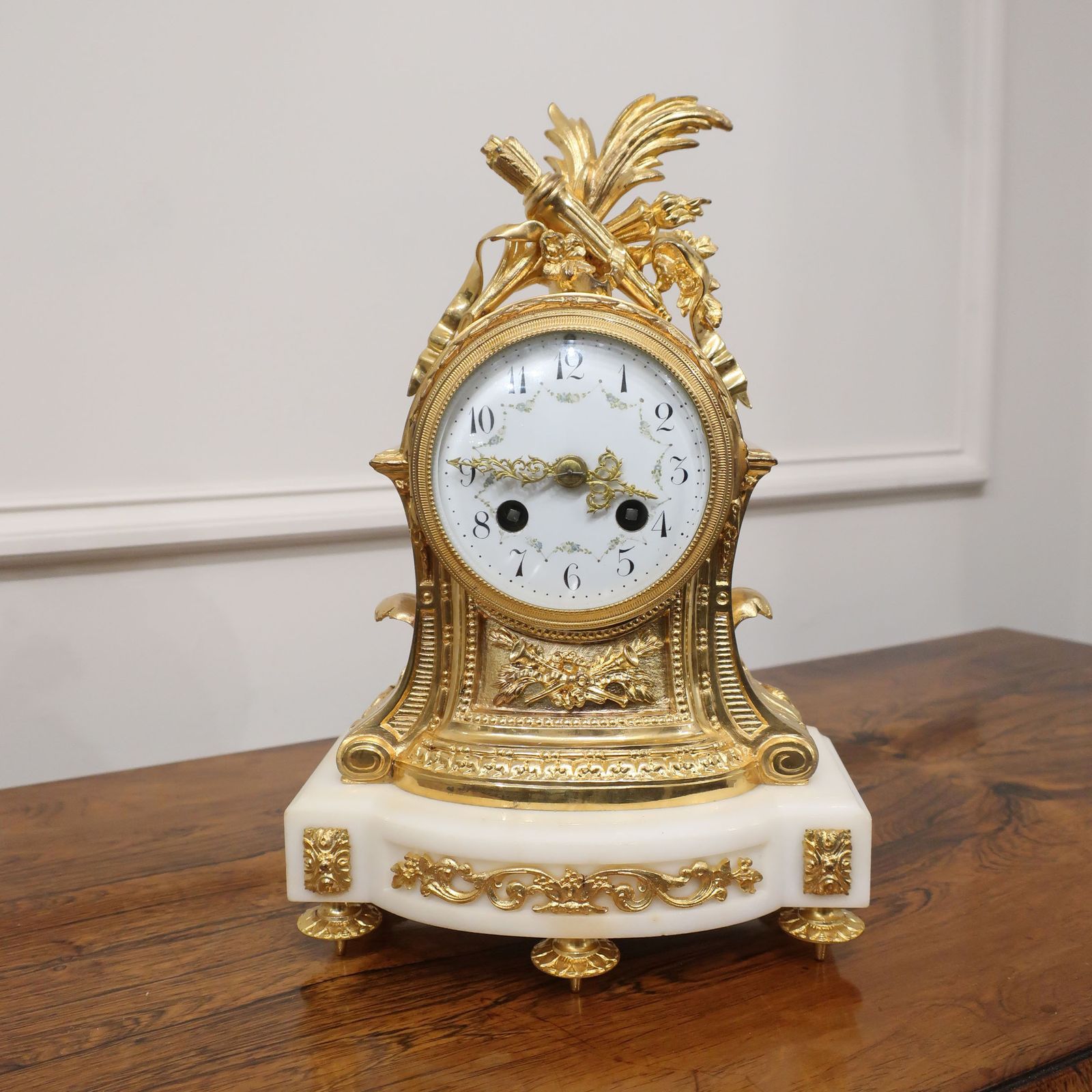 French 19th Century Louis XIV Style Bronze Gilt Mantel Clock photo furniture
