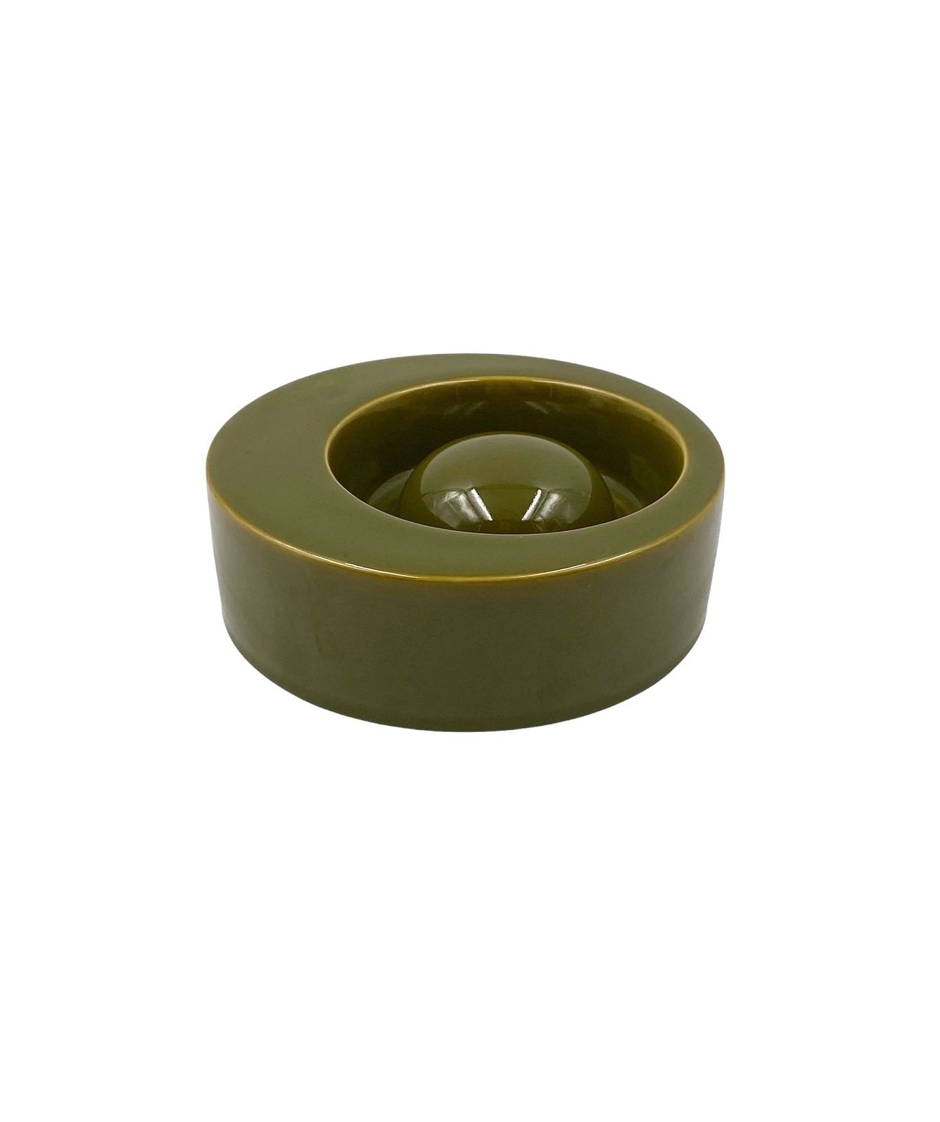 Mid Century Green Ceramic Ashtray, Sicart Italy 1969