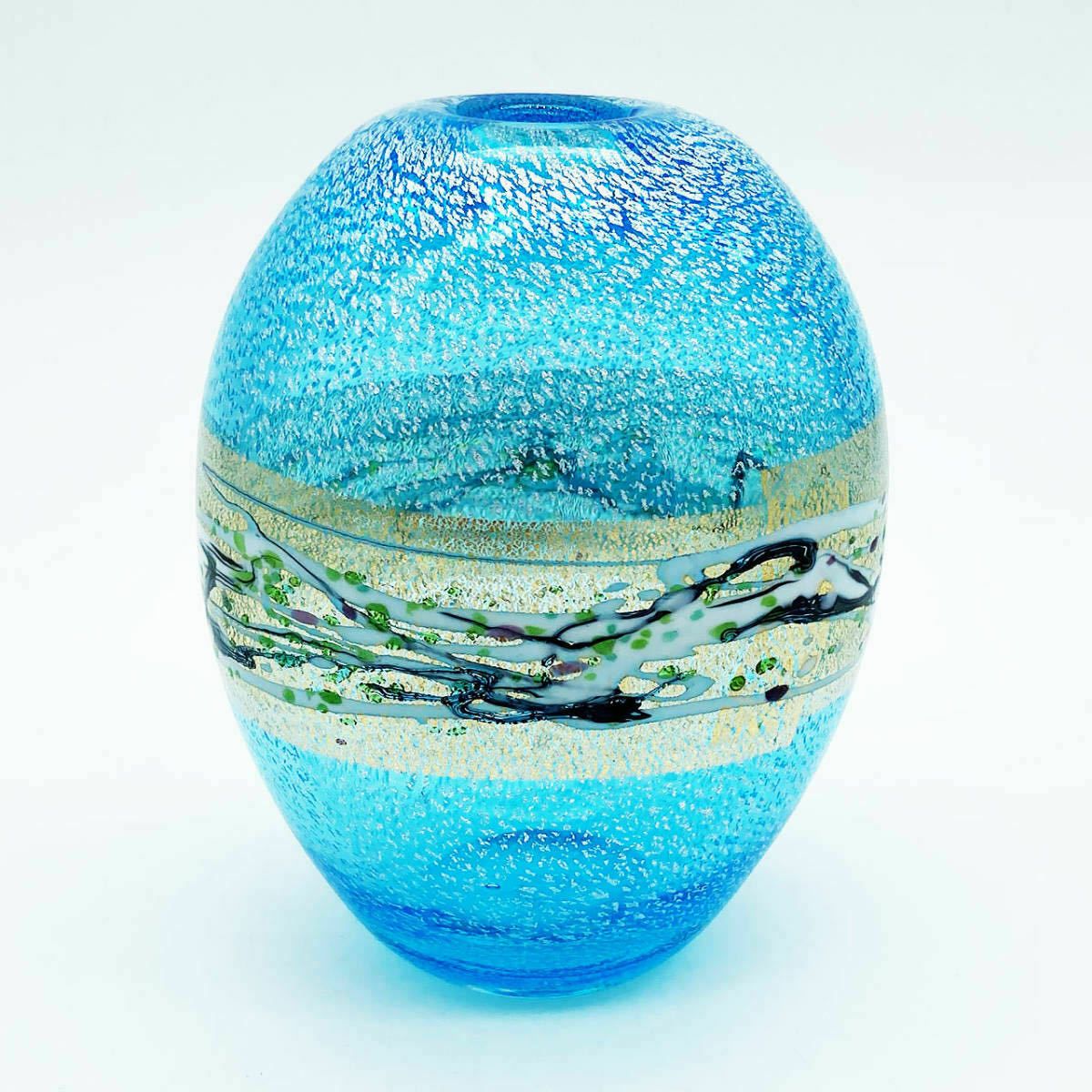 photo for sale Japanese 20thc Light Blue Glass Bud Vase By Kuniaki Kuroki