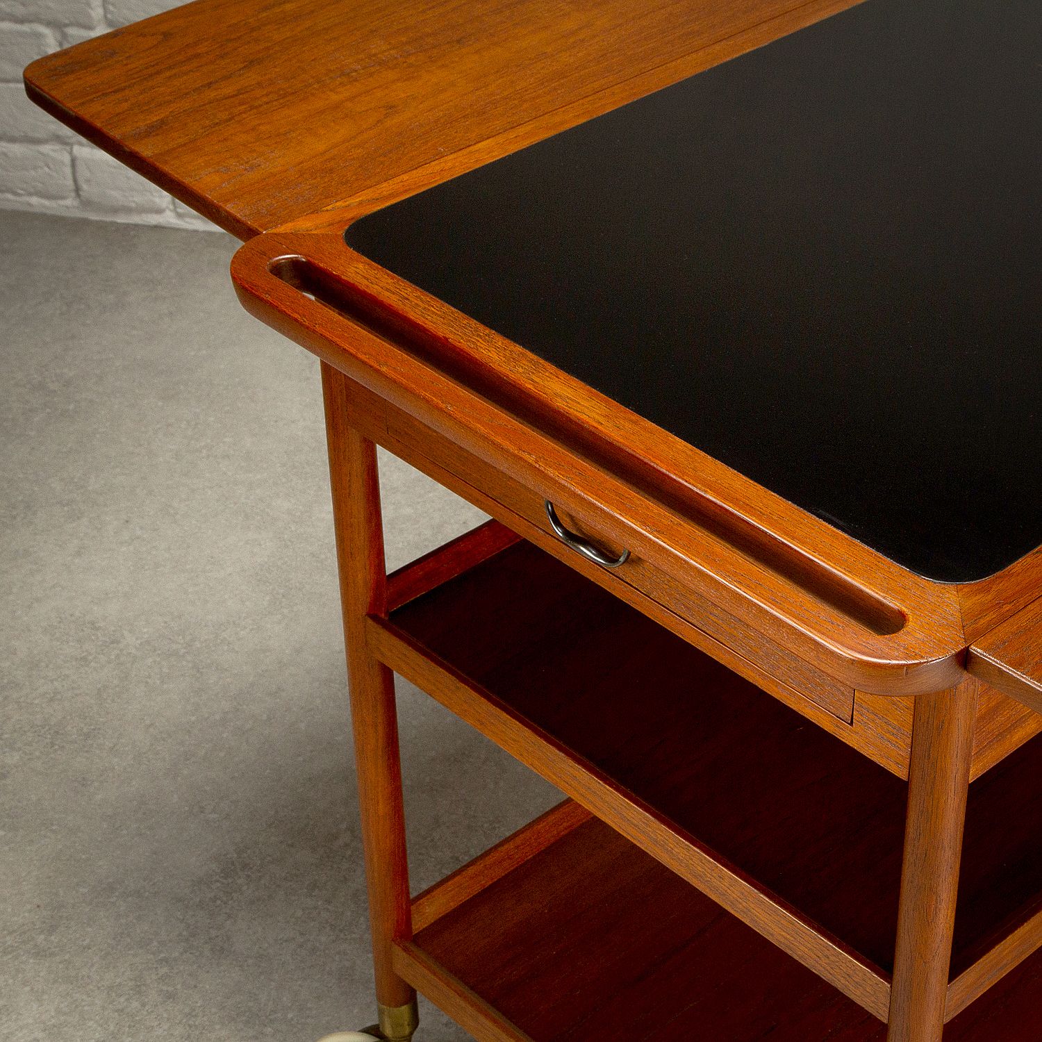 Solid Teak And Formica Serving Trolley By Ludvig Pontoppidan, Denmark, 1950s photo Furniture