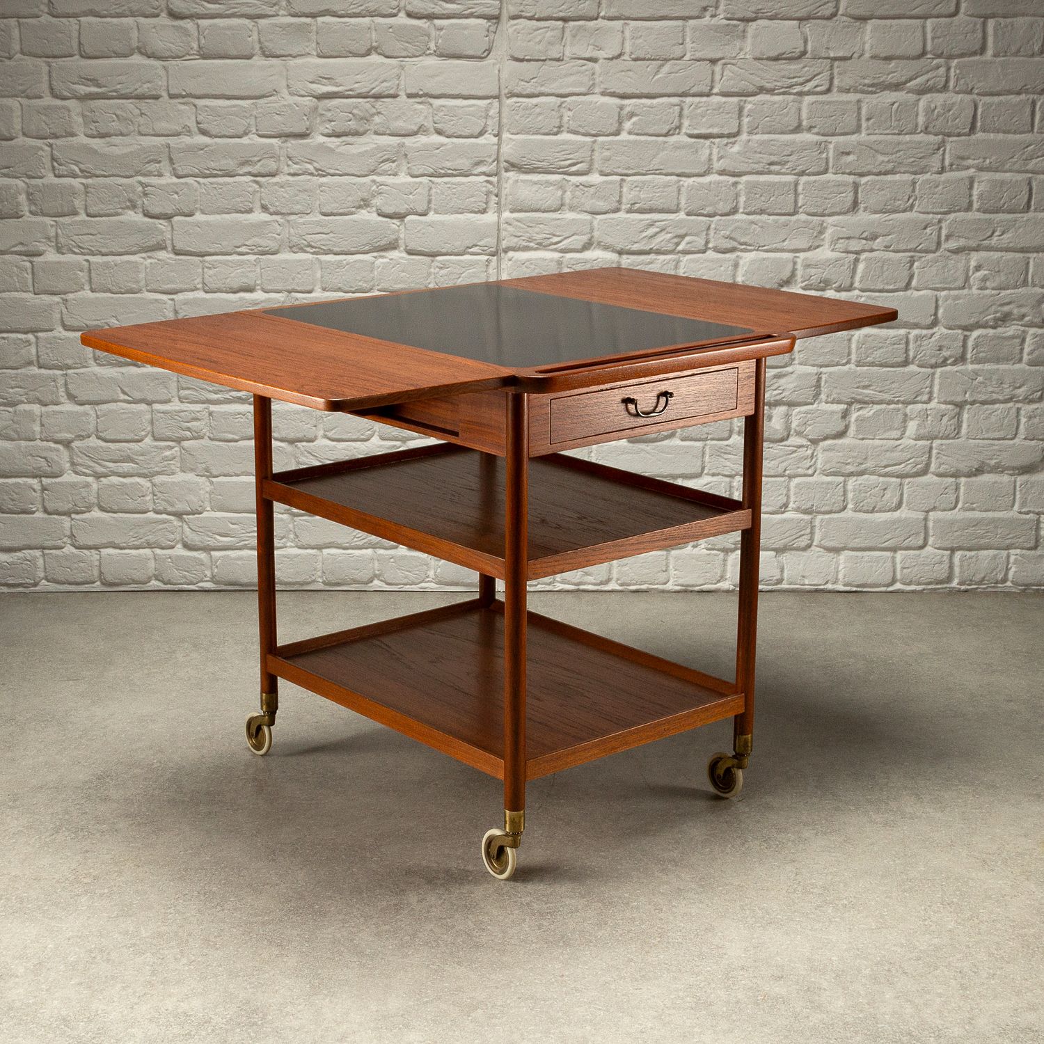 Solid Teak And Formica Serving Trolley By Ludvig Pontoppidan, Denmark, 1950s photo furniture