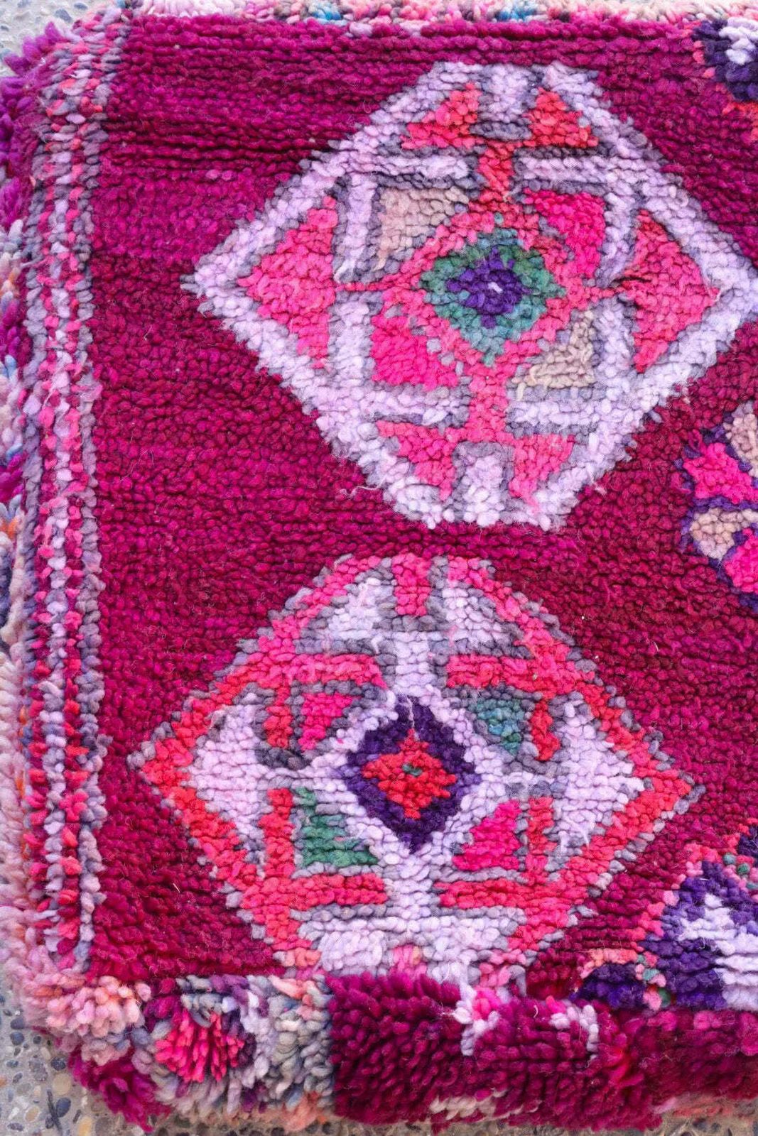 Magenta Violet Berber Pouf, Boho photo furniture