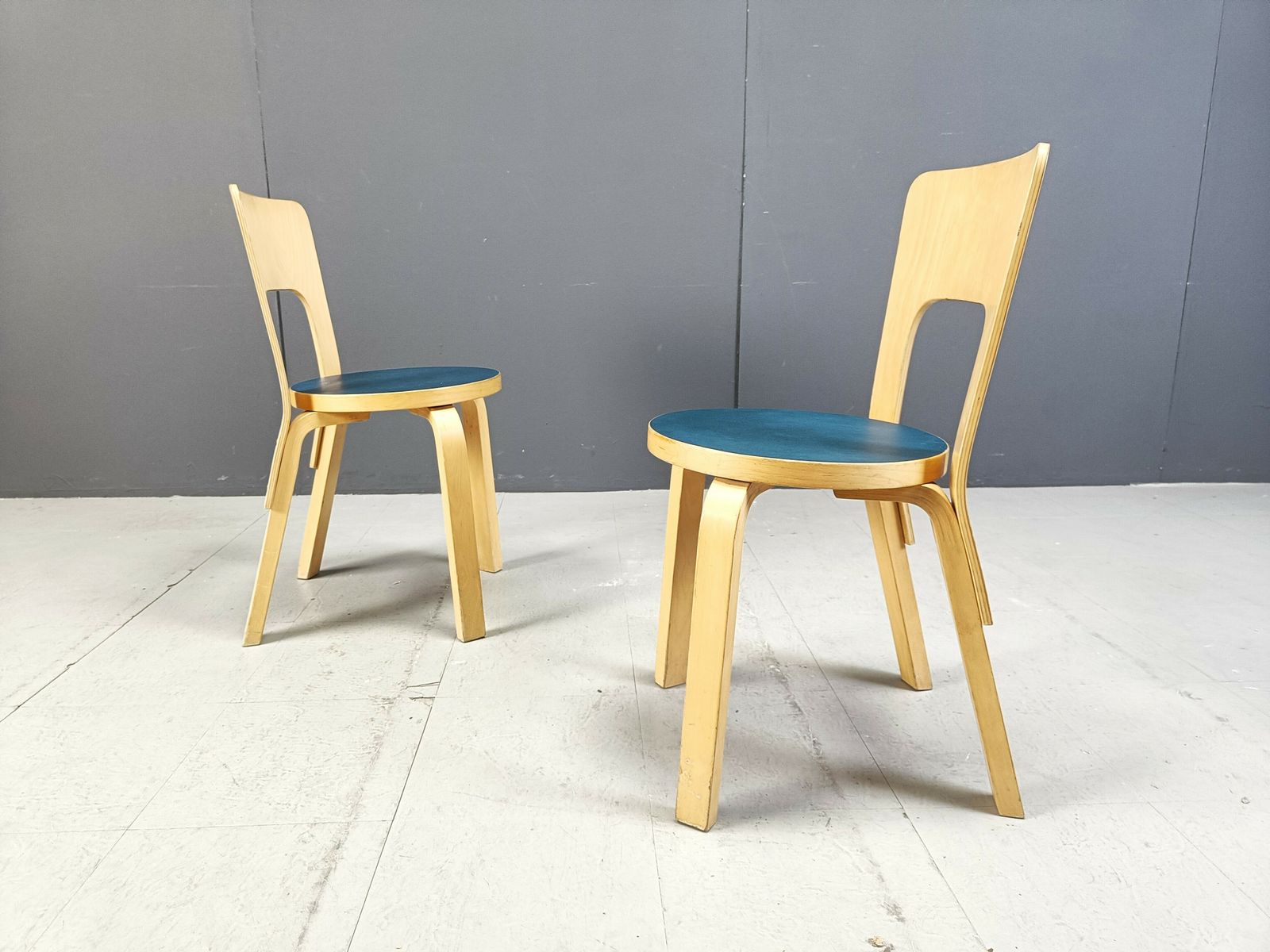 Model 66 Dining Chairs By Alvar Aalto For Artek, 1960s photo vintage