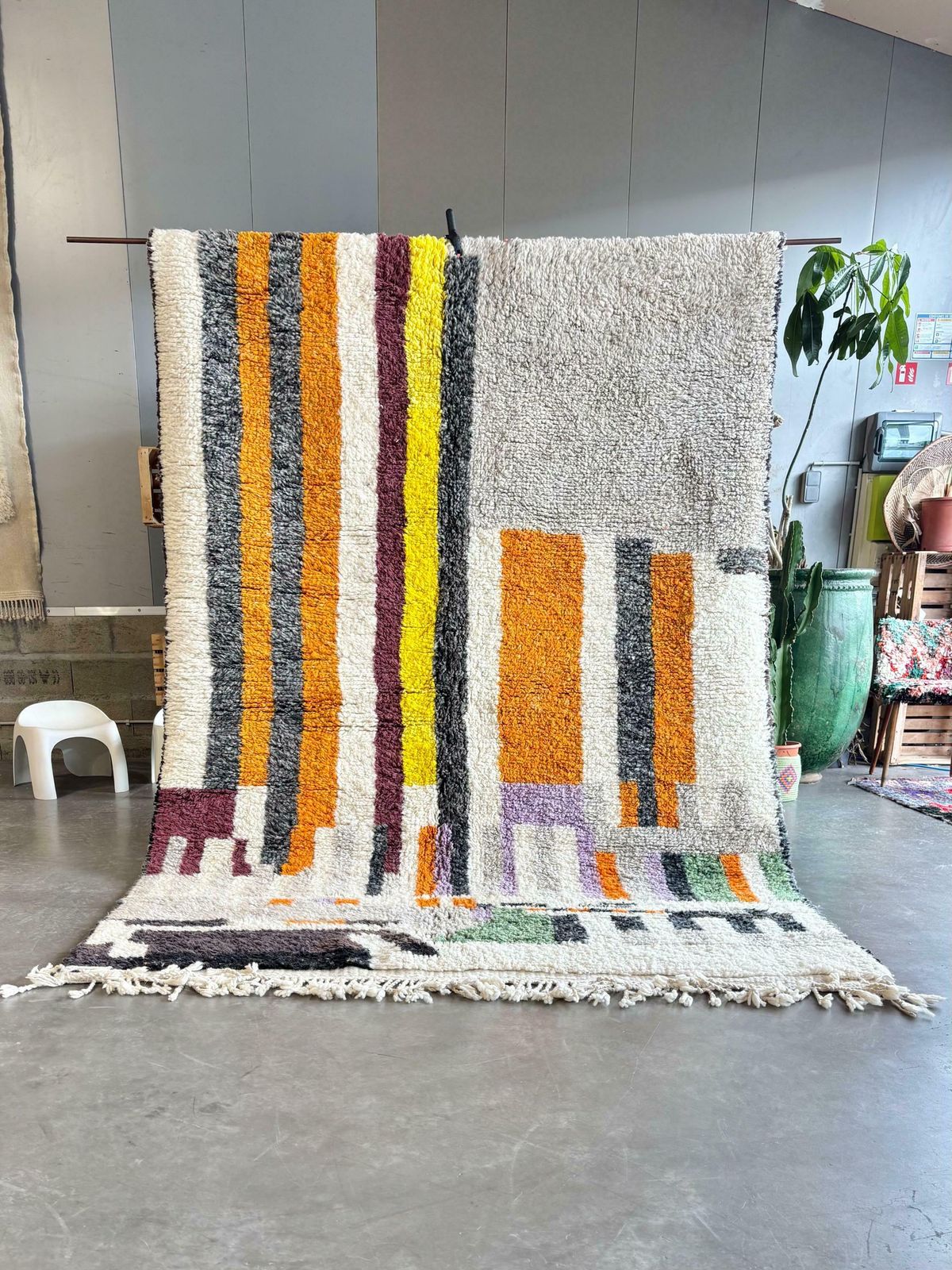 Modern Colorful Moroccan Rug 200x300 Cm , Authentic Moroccan Rug, Berber Carpet, Genuine Wool Rug, Handmade Rug, Beige Berber Area Rug