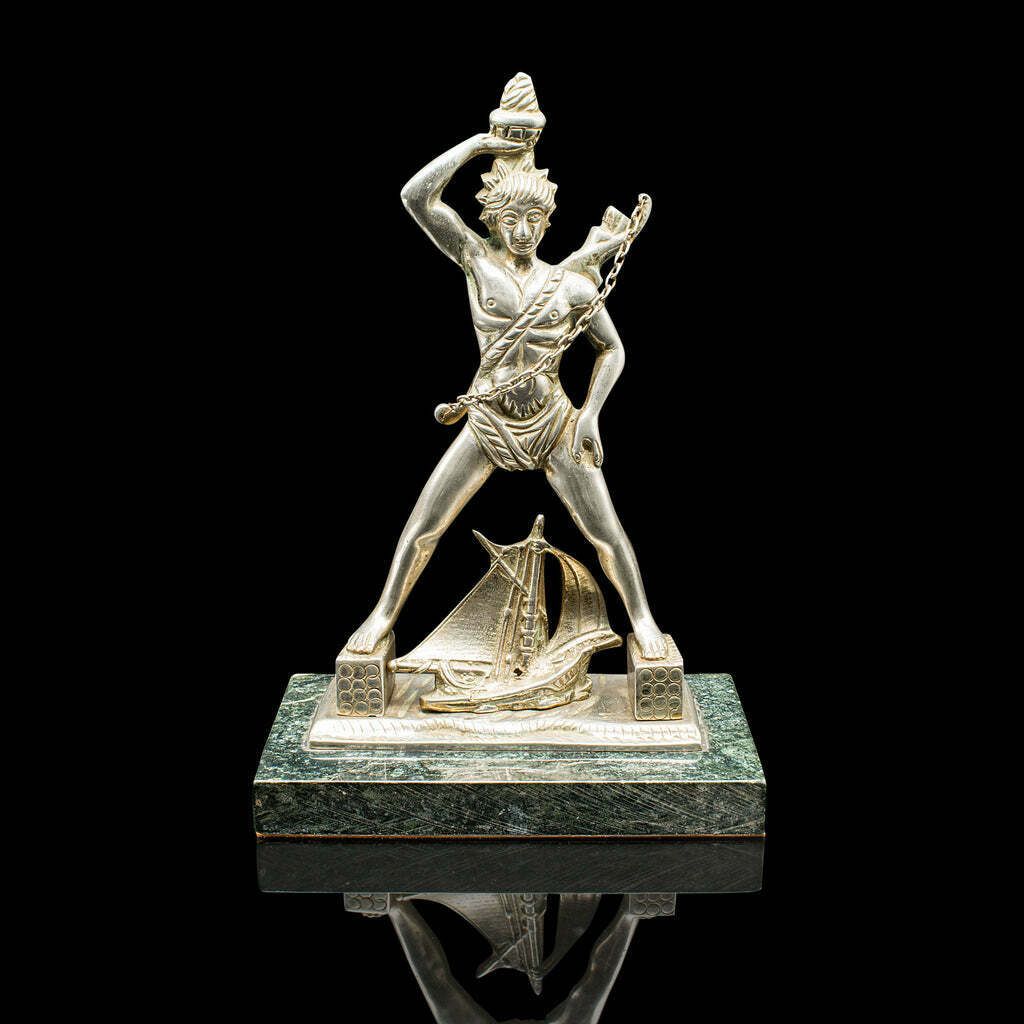 Vintage Colossus Of Rhodes Statue, Greek, Ancient Maritime Figure, Art Deco photo furniture