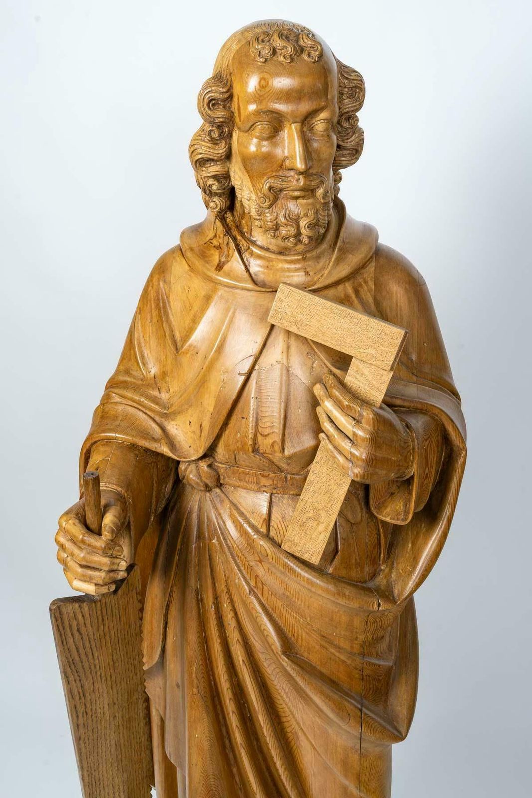 Large Wooden Sculpture Of Simon The Zealot, Napoleon III Period, 19th Century. photo for sale
