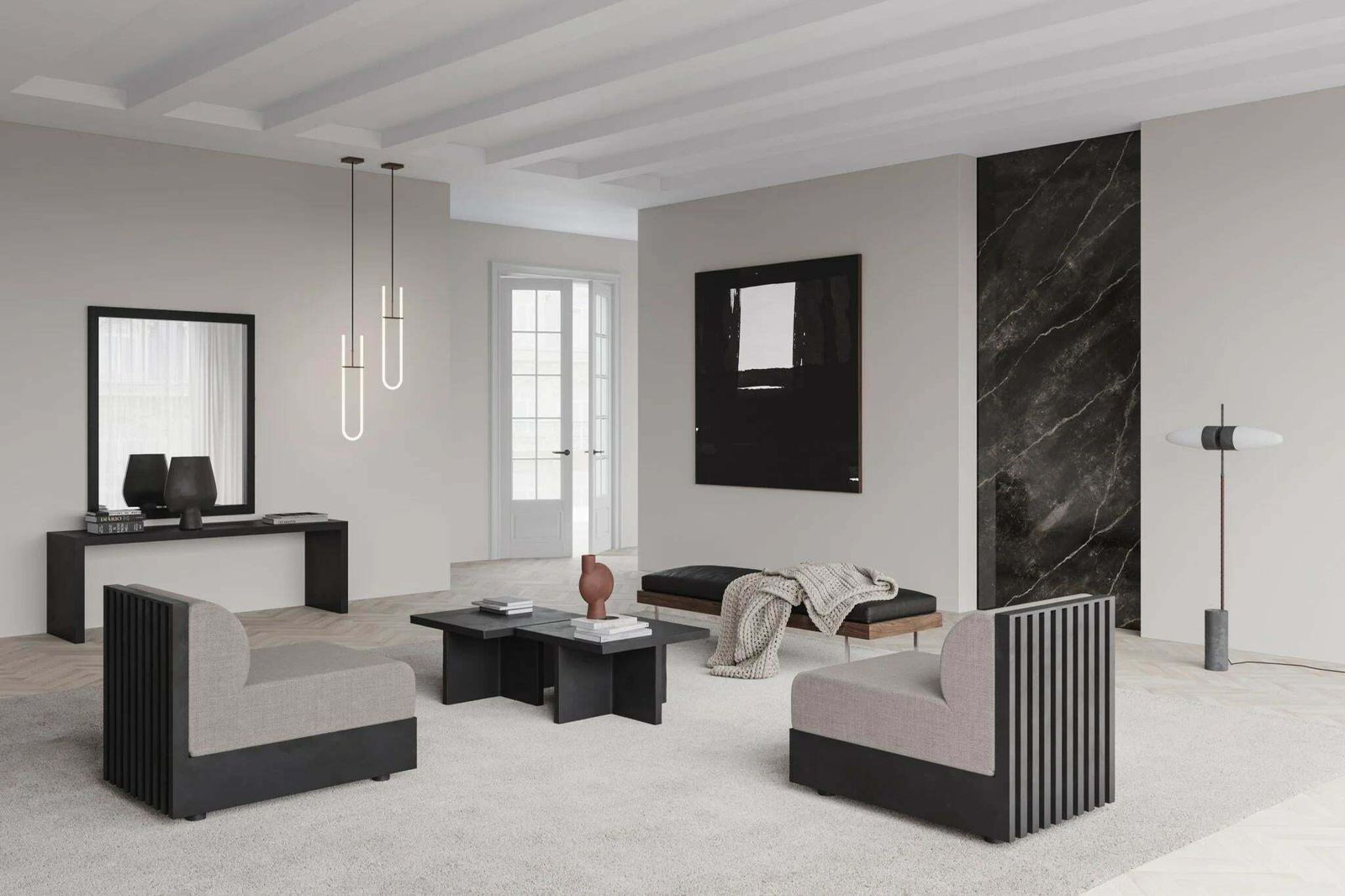 Brutus Model Coffee Table In Fiber Concrete, Design Of A Modern Sculpture. photo vinterior