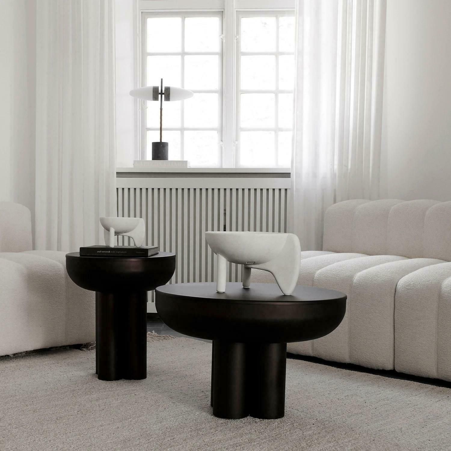 Burnt Black Coffee Table, End Of Sofa Model Crown, Coffee Table In Aluminium. photo 1254.0