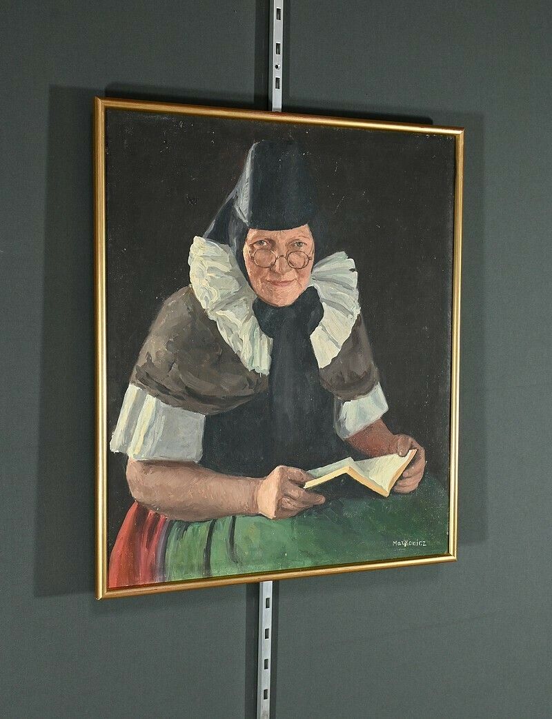 Oil On Canvas “Polish Woman Reading” By A. Markowicz – Early 20th Century photo furniture