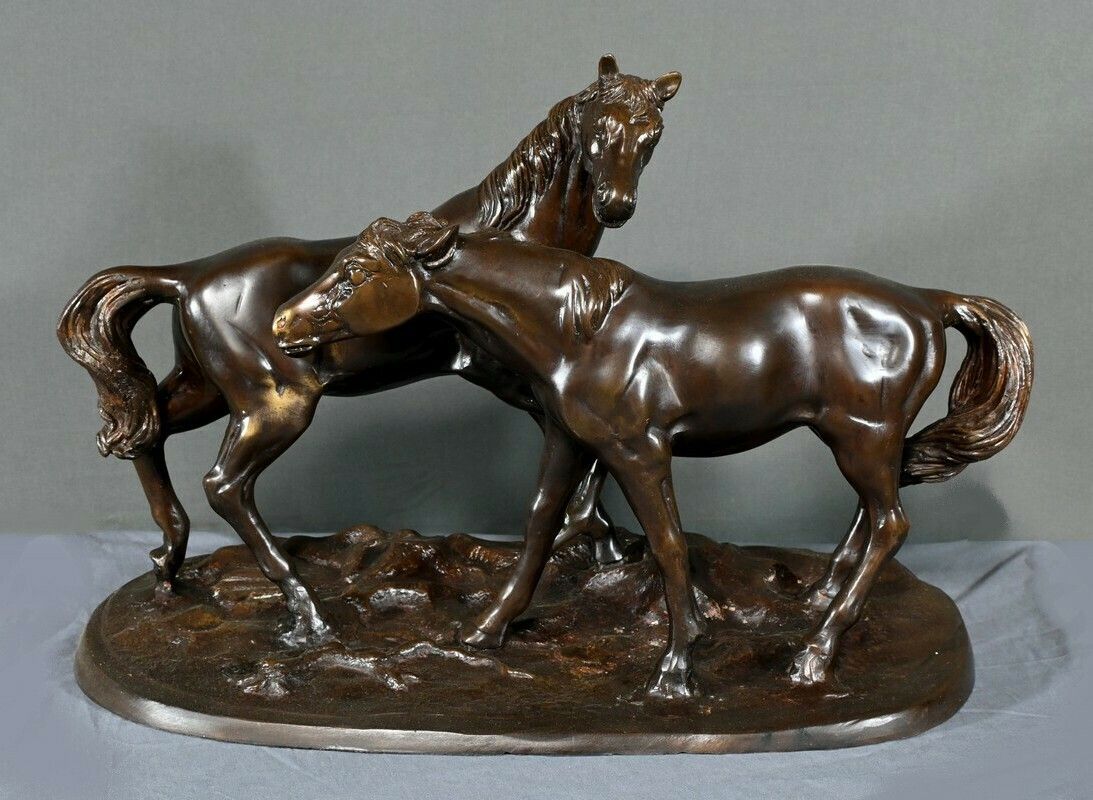 Bronze “Arabian Horses”, After Pj. Mène – Early 20th Century