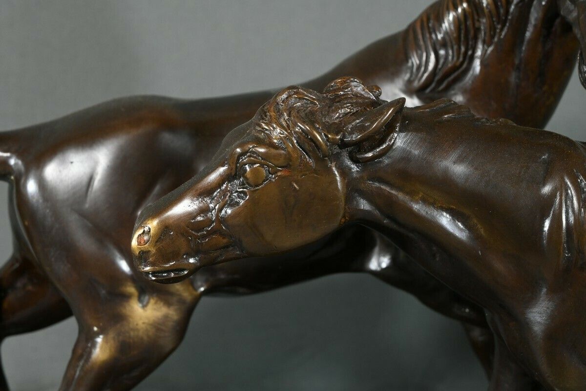 Bronze “Arabian Horses”, After Pj. Mène – Early 20th Century photo vintage