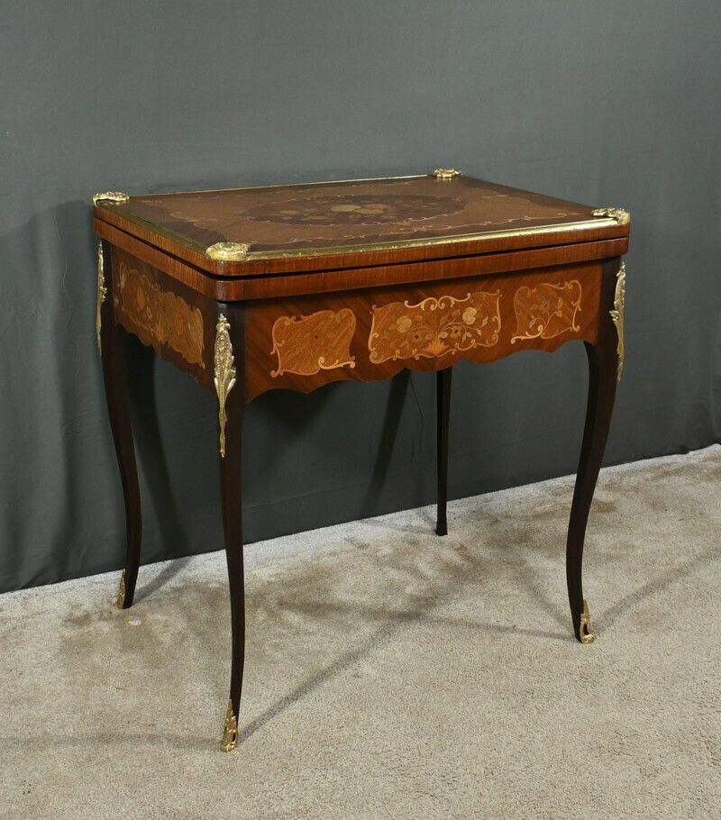 Mahogany Games Table, Louis XV/Louis XVI Transition Style – Late 19th Century photo for sale