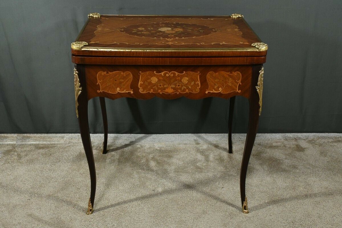 Mahogany Games Table, Louis XV/Louis XVI Transition Style – Late 19th Century photo 2230.0