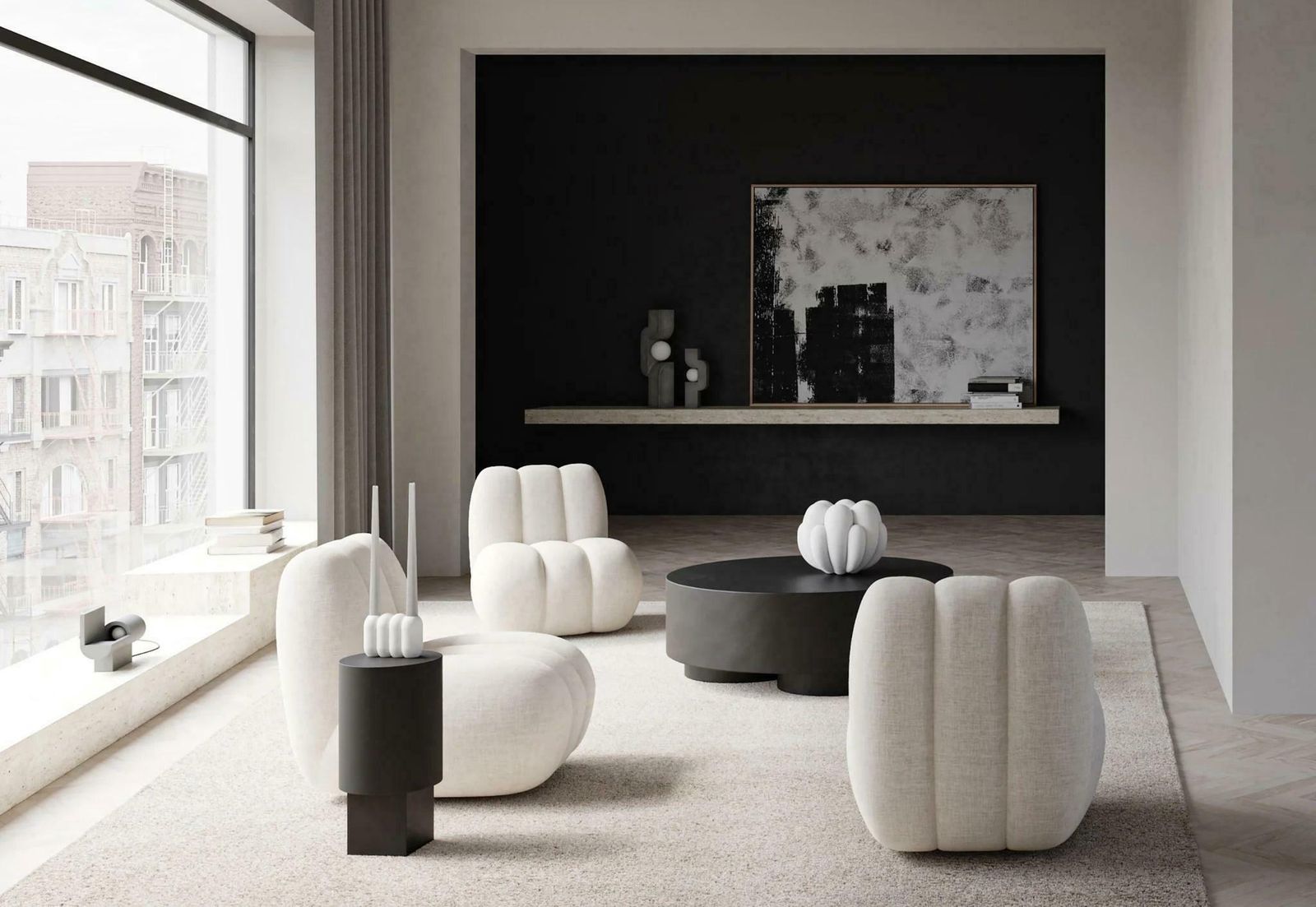 Coffee Coloured Model Big Coffee Table, Fiber Concrete, Contemporary Work. photo Furniture