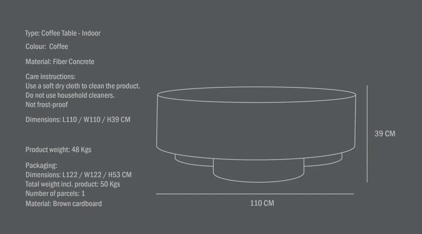 photo vinterior Coffee Coloured Model Big Coffee Table, Fiber Concrete, Contemporary Work.