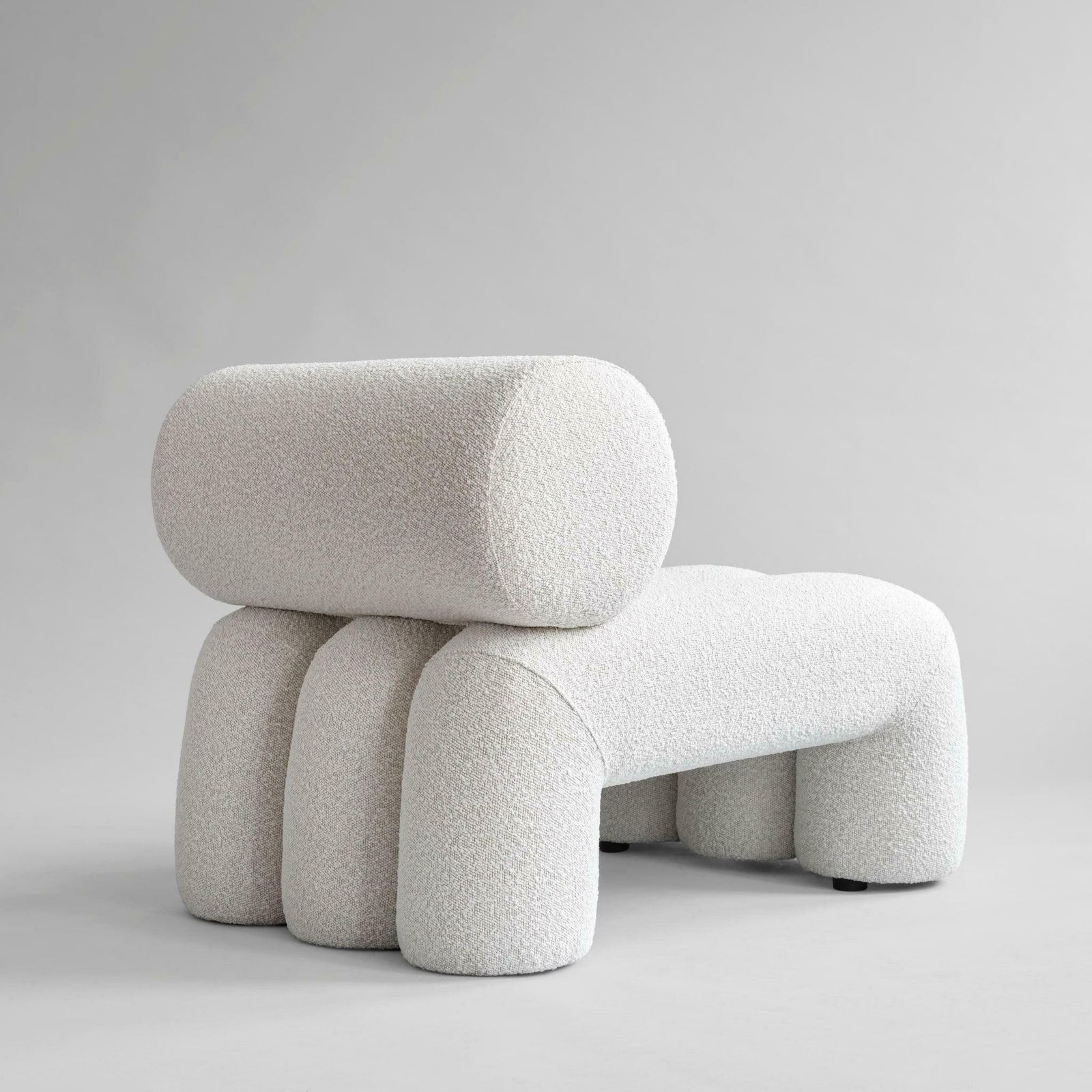 Pair Of Contemporary Armchairs, Model Foku, Off White Colour, Curly Fabric . photo for sale