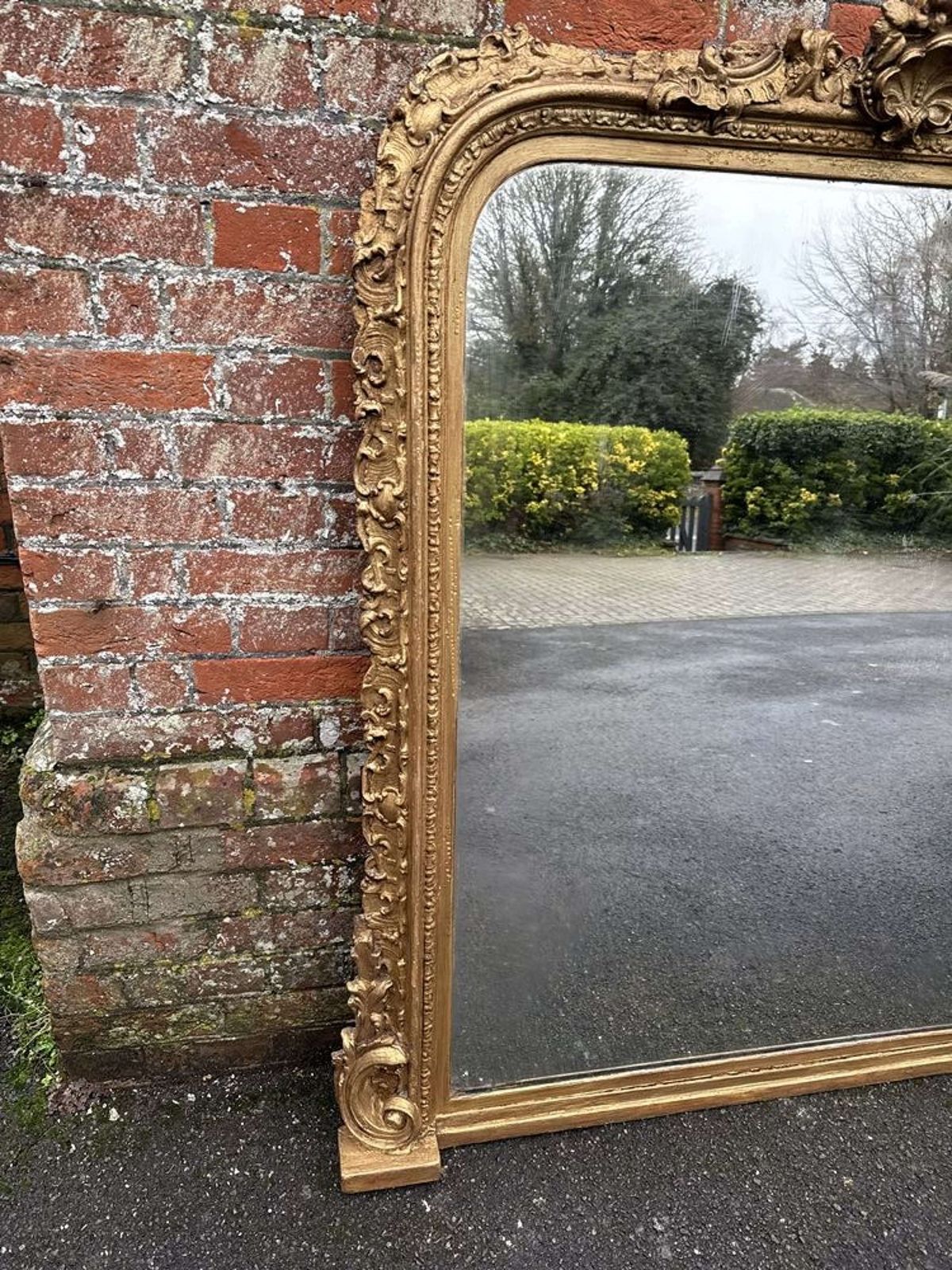 A Stunning Antique English 19th C Arched Top Gilt Overmantle Mirror photo Home Decor