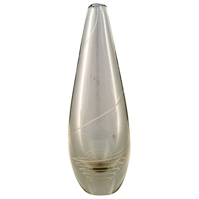 Mikko Helander For Humppila Lasi, Finnish Art Glass, Spiral Decorated Vase