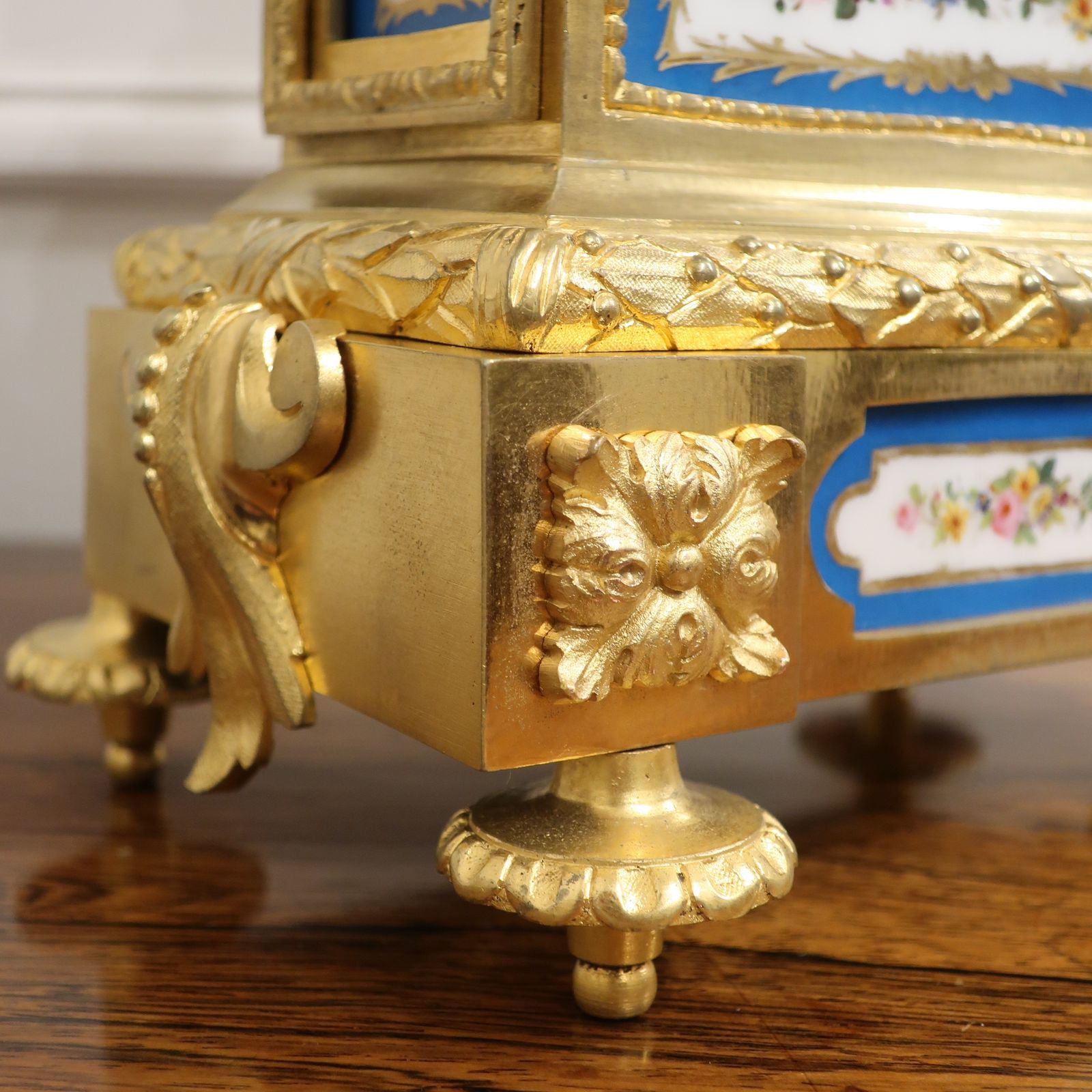 French Bronze Gilt & Porcelain Mantel Clock By Japy Freres photo 1760.0