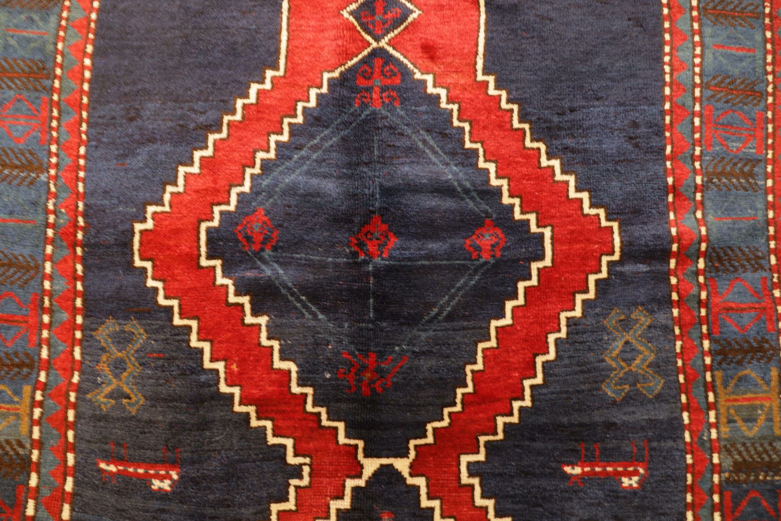 Antique Blue Kazak Rugs Geometric Caucasian Carpet Area Living Room Rugs Decor photo vinterior