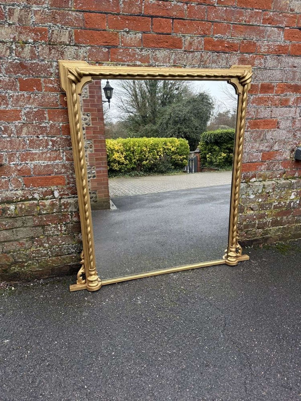 A Superb Large Antique English 19th C Gilt Overmantle Mirror. photo vinterior
