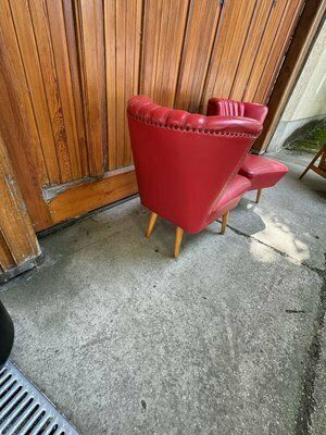 Mid Century Sky Red Cocktail Chairs, 1950s, Set Of 2 photo vinterior