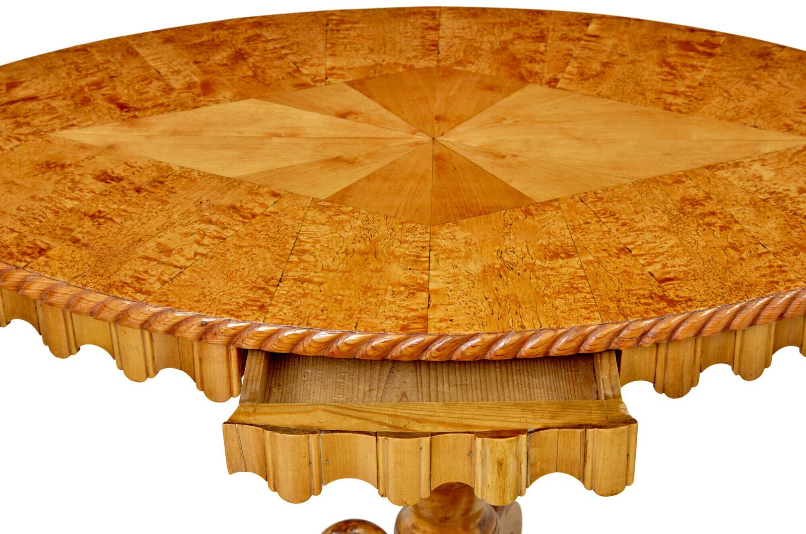 19th Century Inlaid Burr Birch Oval Occasional Table photo for sale