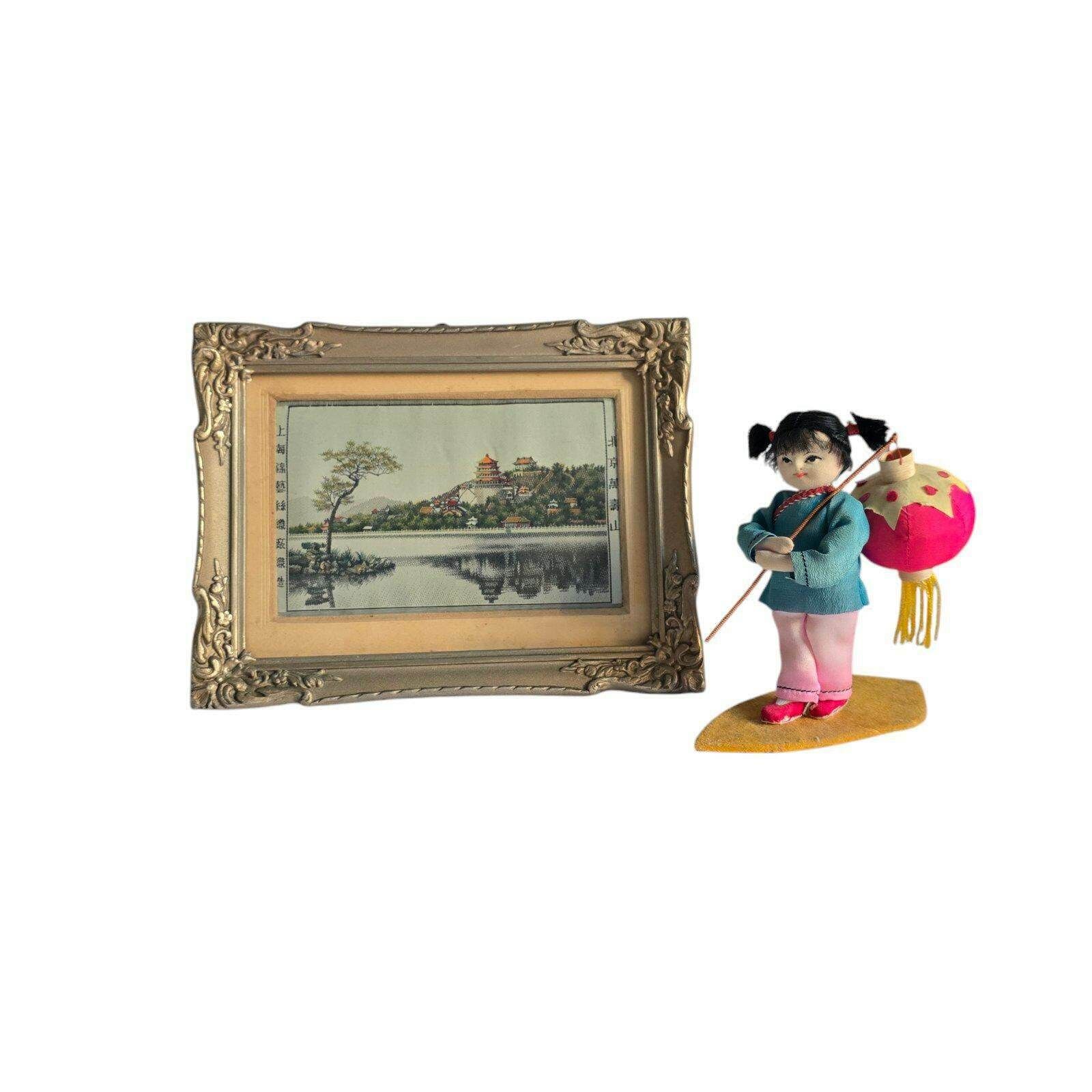 photo furniture Vintage Chinese Silk Tapestry Produced By Tu Chin Sheng Silk Weaving Factory Hangchow Chekiang, China.