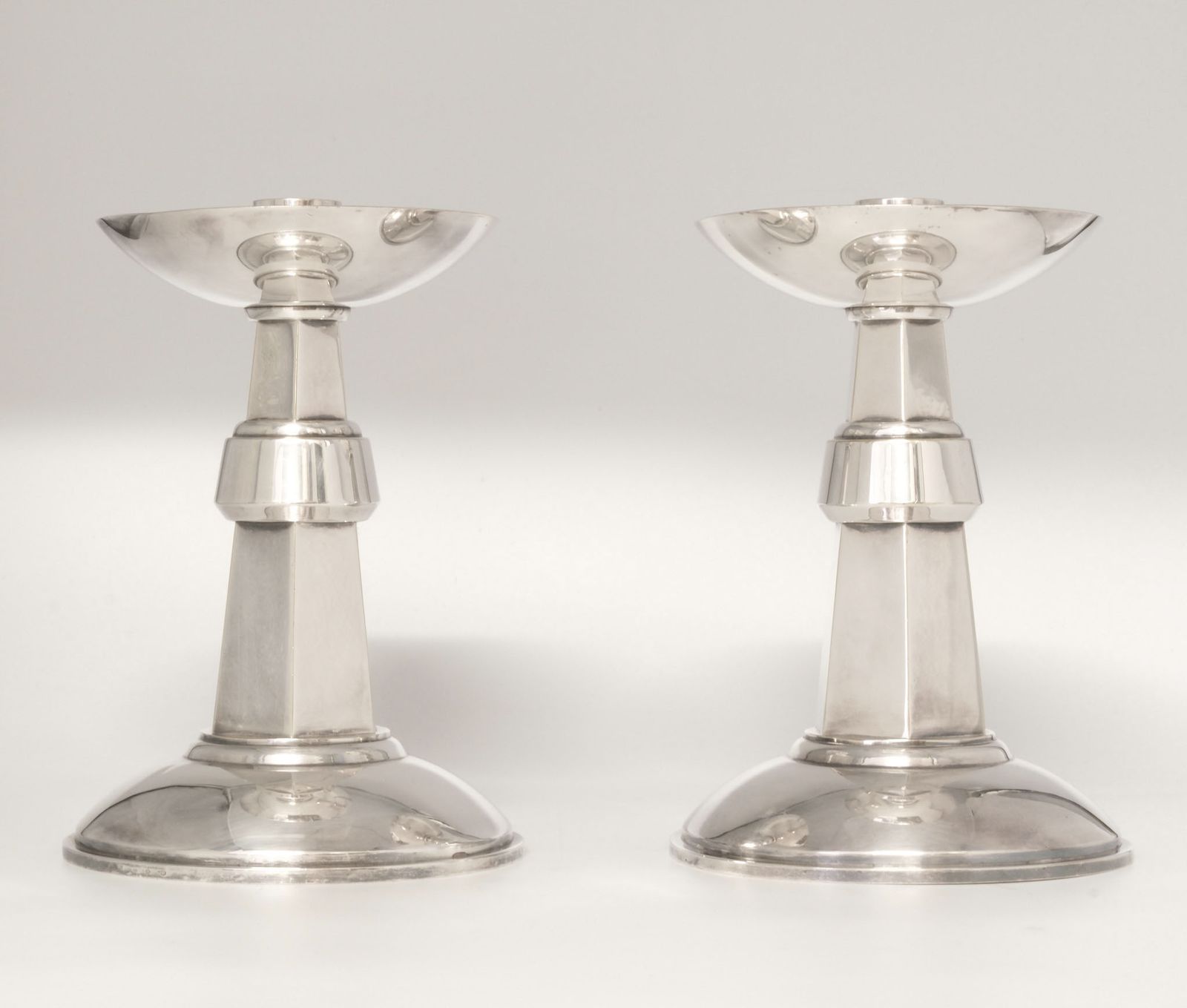 Pair Of English Art Deco Large Silver Plated Candlesticks 1930s photo 645.0