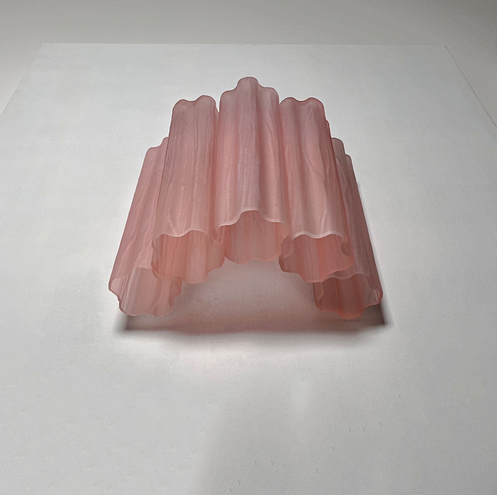 Fantastic Pair Of Murano Glass Tube Wall Sconces   5 Pink Etched Glass Tube photo Lighting