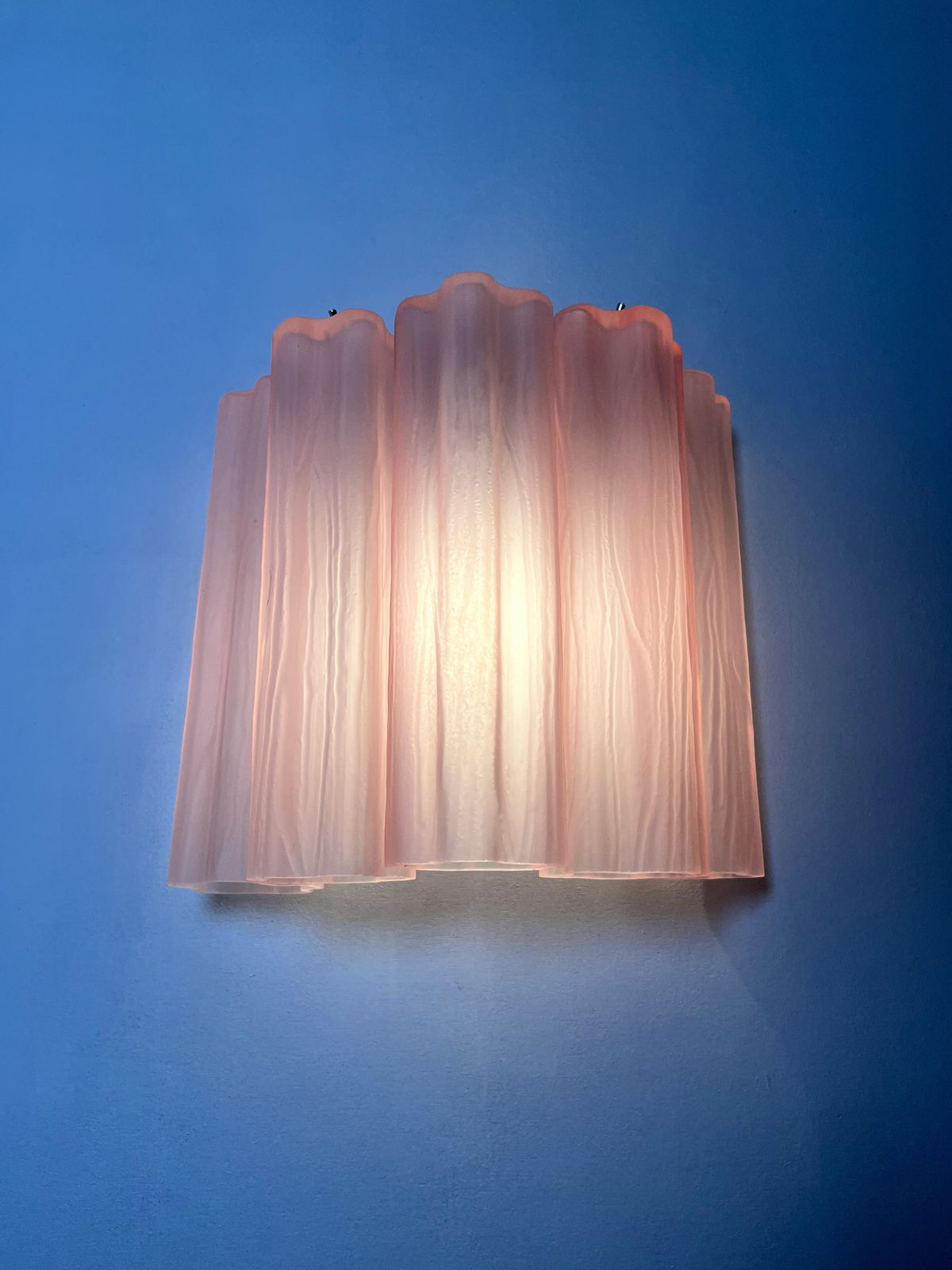 Lighting Fantastic Pair Of Murano Glass Tube Wall Sconces   5 Pink Etched Glass Tube photo