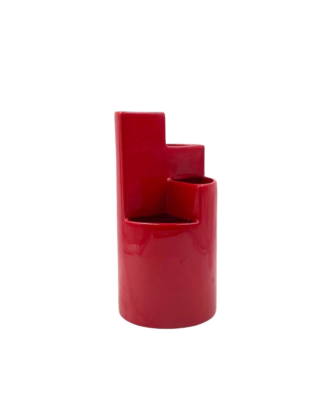 Franco Bettonica, Red Ceramic Vase Mod. Fb1, Gabbianelli Italy Ca. 1970 photo furniture