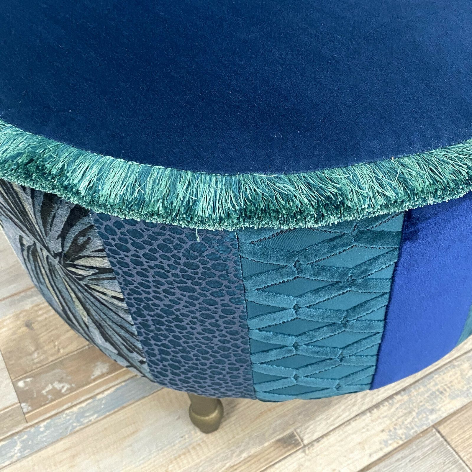 Mid Century Cocktail Chair In Blue & Green Velvets photo vinterior