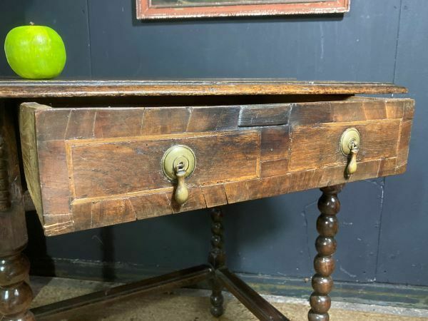 A Charming Early Antique Country Oak Side Table photo vinterior