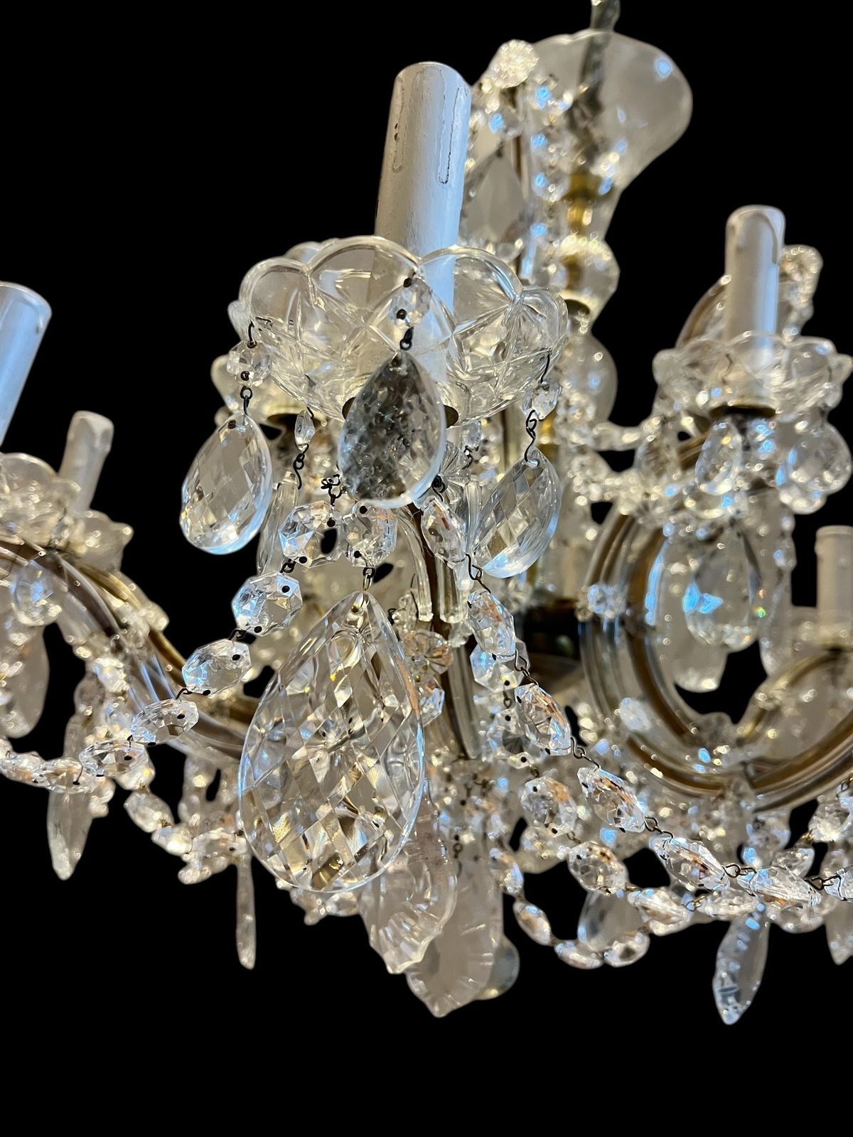 photo for sale A Twelve Light Italian Marie Theresa Antique Crystal Chandelier
