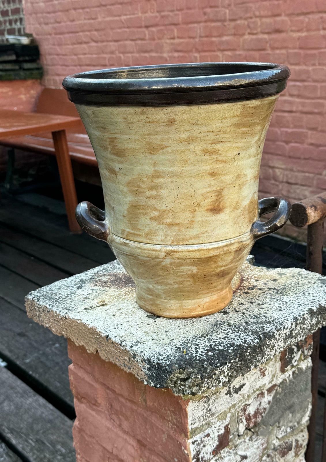 Art Deco Belgium Stoneware Jardiniere Planter Large Sized Bouffioulx Armogres photo vintage