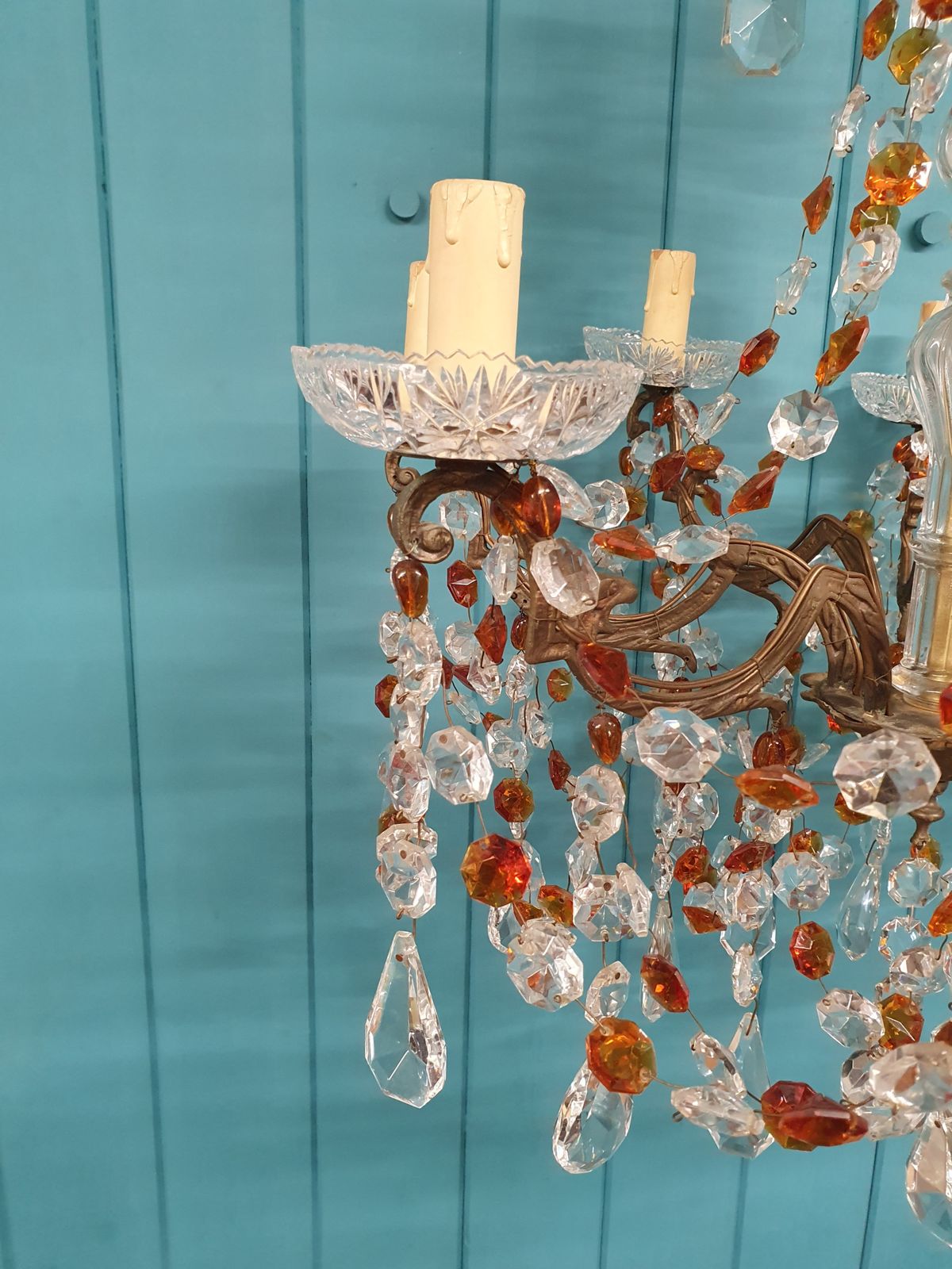 Early 20th Century French Chandelier With Orange Drips photo 745.0
