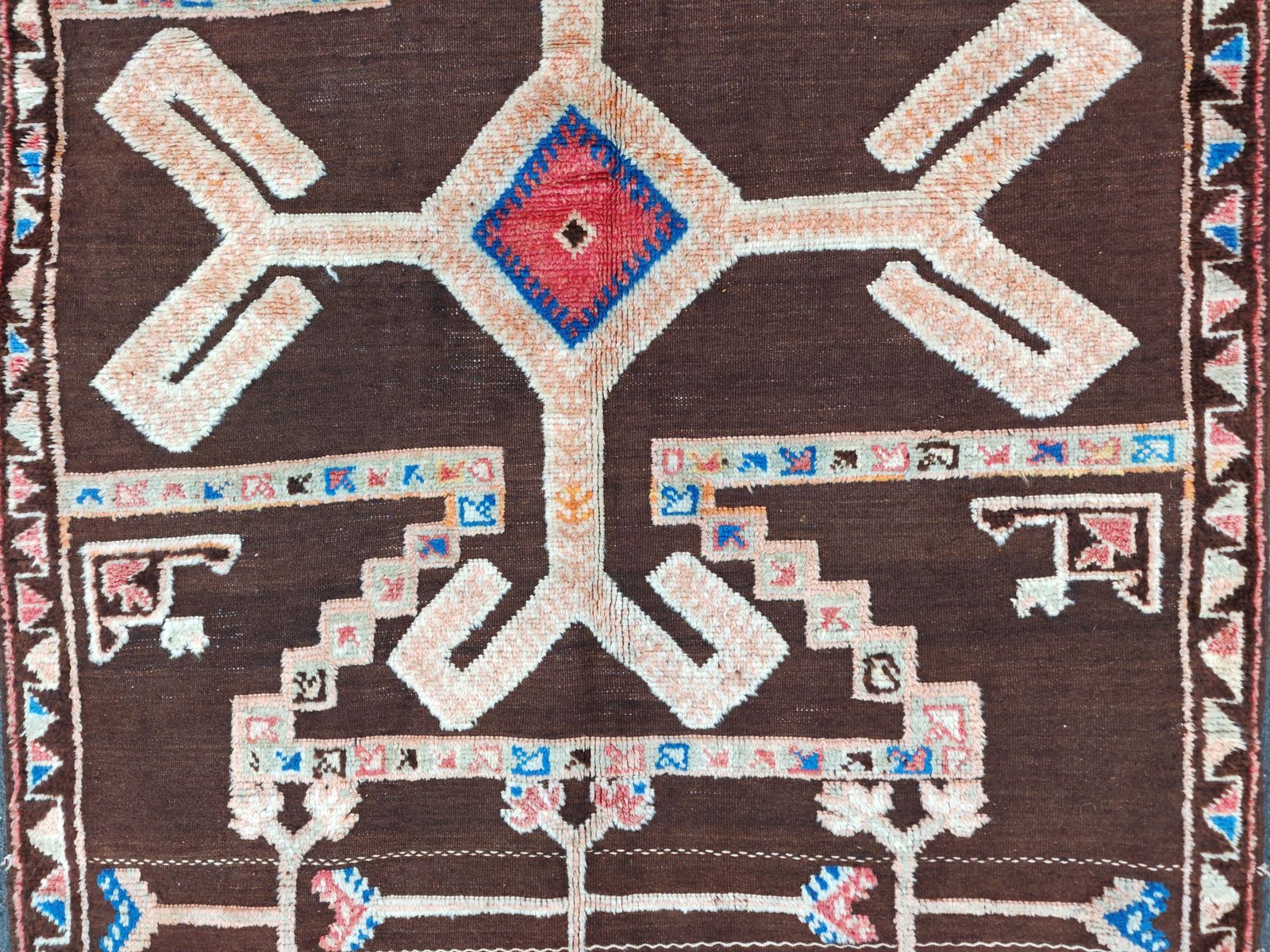 No Custome Fee Charge . Handmade Colourful Moroccan Berber Rug. Camel Wool Carpet  8.5×5 Ft 260x155cm photo for sale