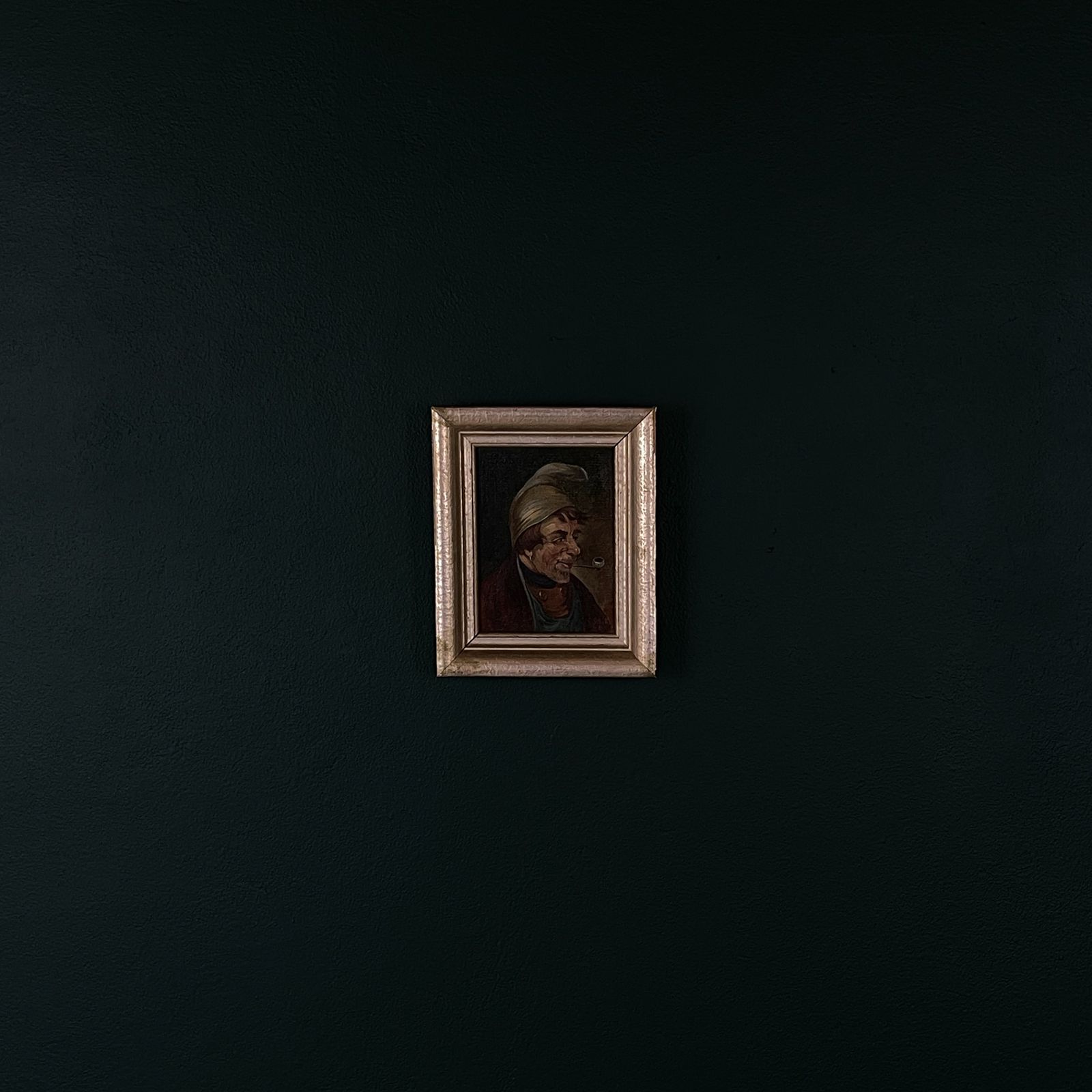 photo furniture Antique Painting Portrait "Man In A Nightcap With A Pipe" By G. Schill, Canvas, Oil, 1930s