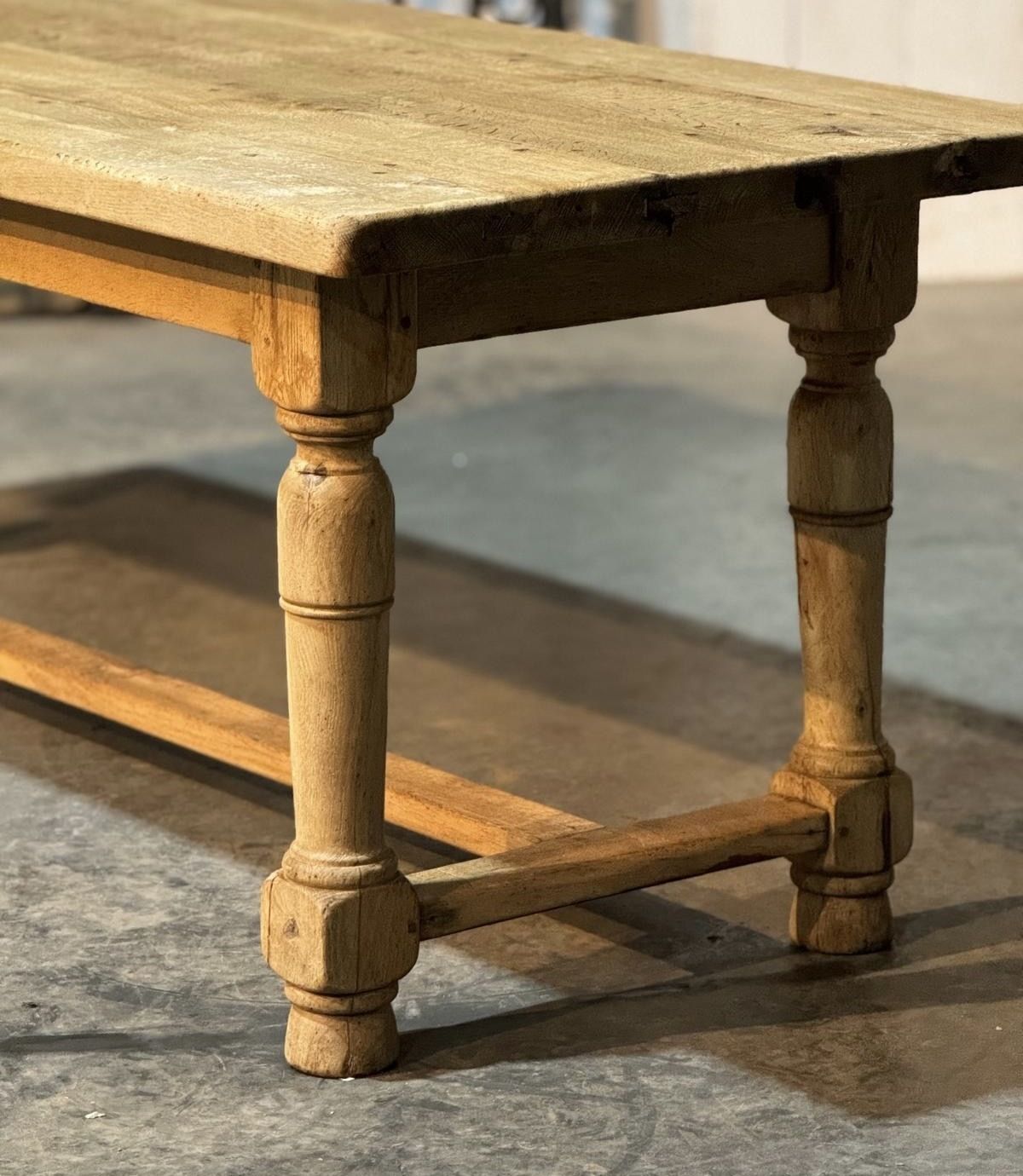 Characterful Bleached Oak Farmhouse Dining Table photo for sale
