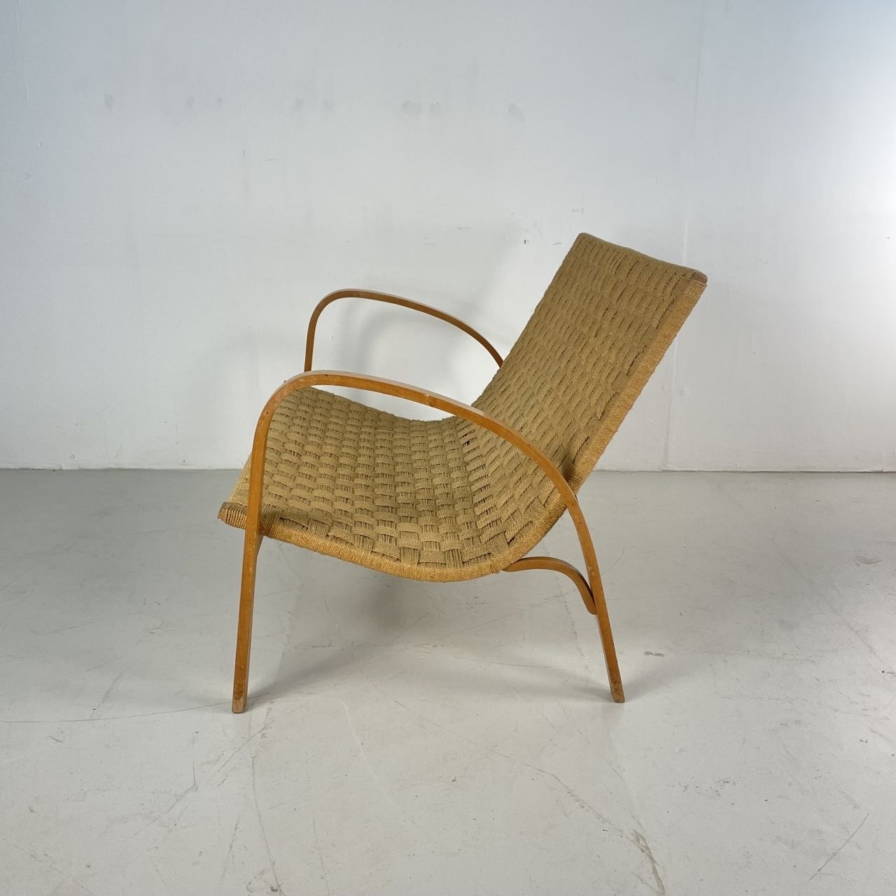 Mid Century Italian Wood And Chord Lounge Bench / Sofa photo buy
