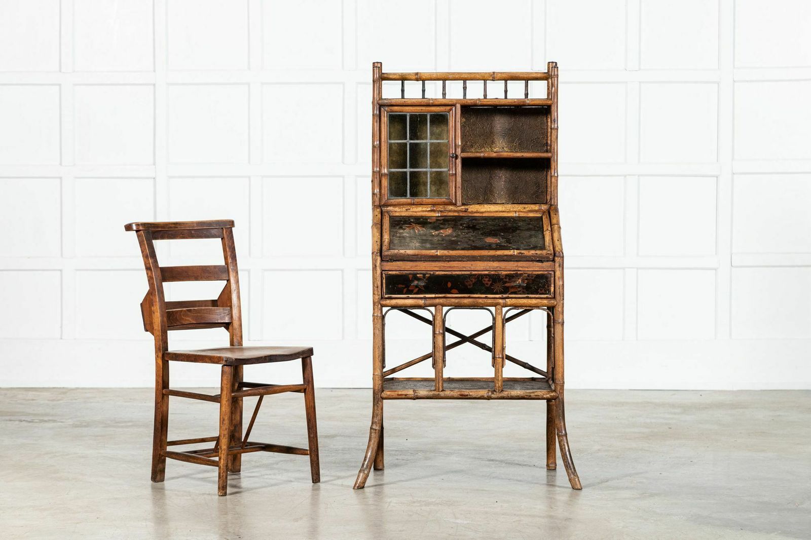 19thc English Bamboo Bureau, 1800s photo buy