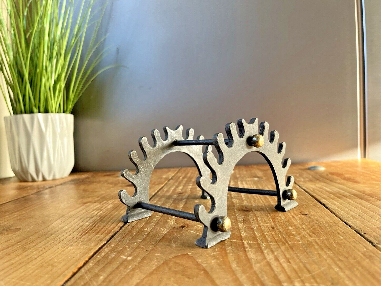 Unusual Antique Iron 11 Pen Display Stand Rack Collectable Victorian Gothic