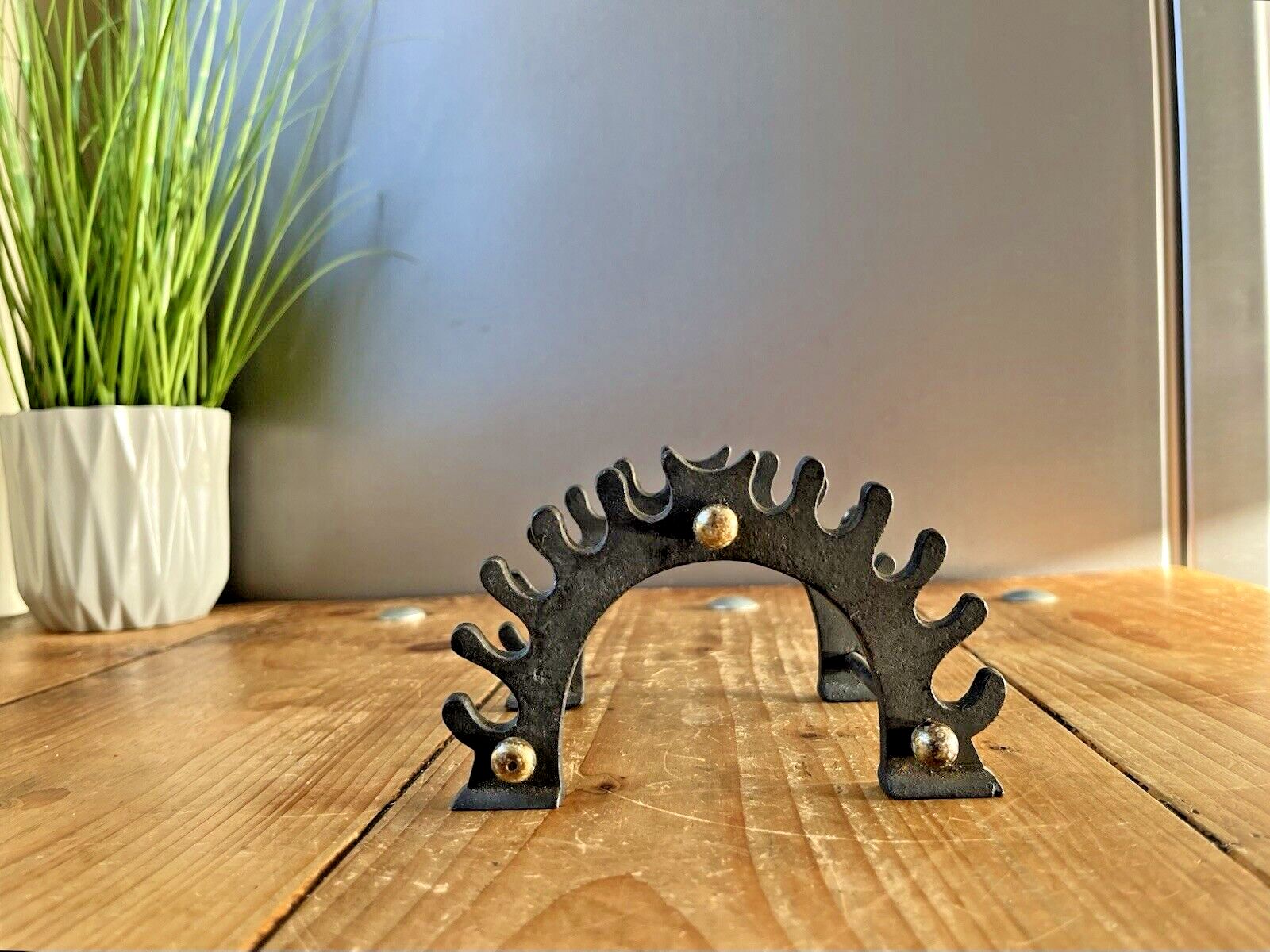 Unusual Antique Iron 11 Pen Display Stand Rack Collectable Victorian Gothic photo Home Decor