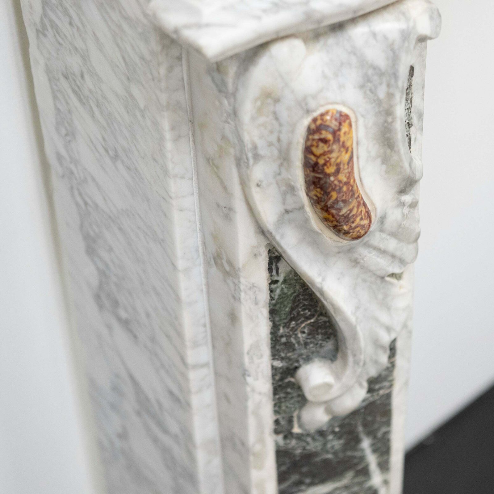 18th Century French Provençal Carrara Brocatelle & Verde Marble Chimneypiece photo furniture