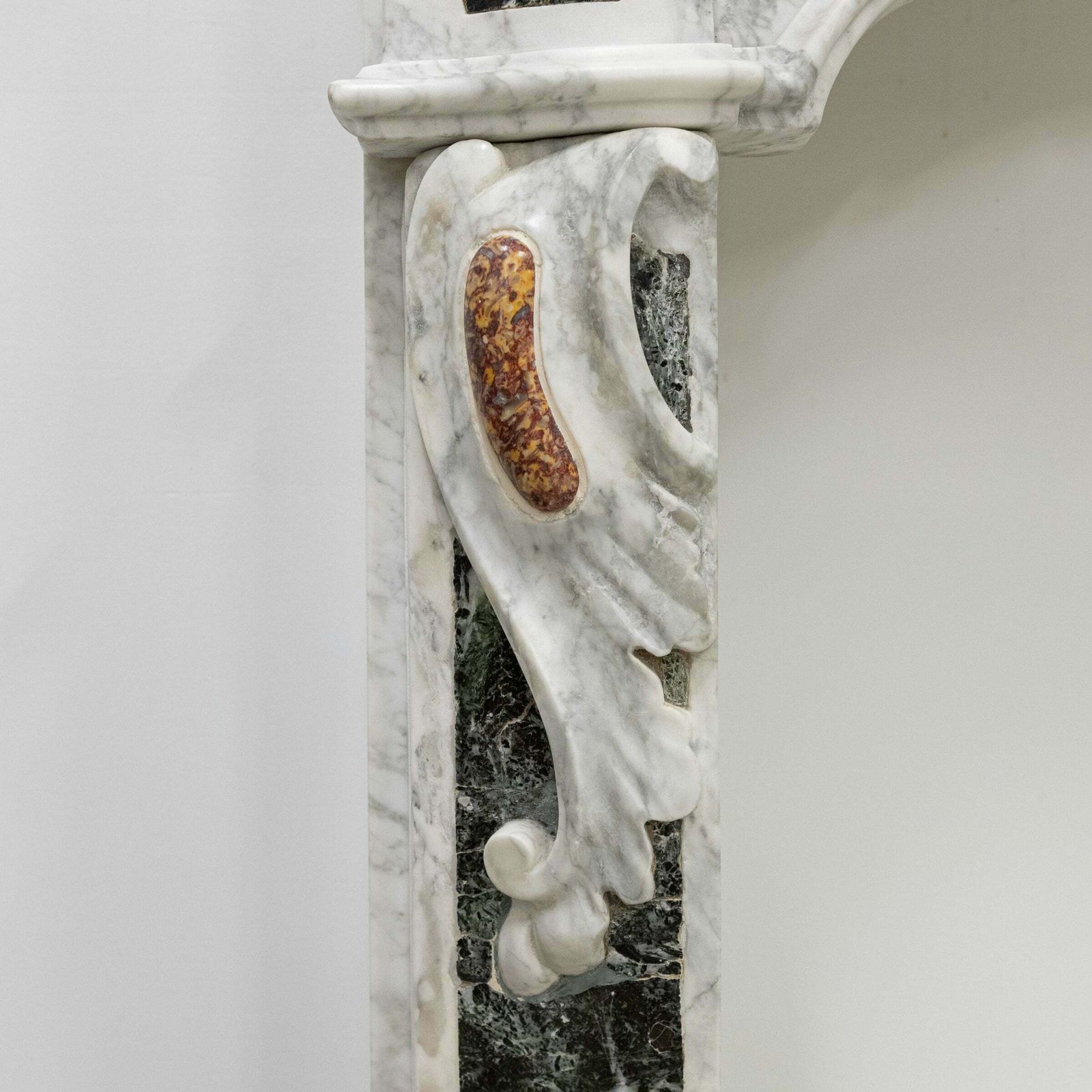 Home Fixtures 18th Century French Provençal Carrara Brocatelle & Verde Marble Chimneypiece photo