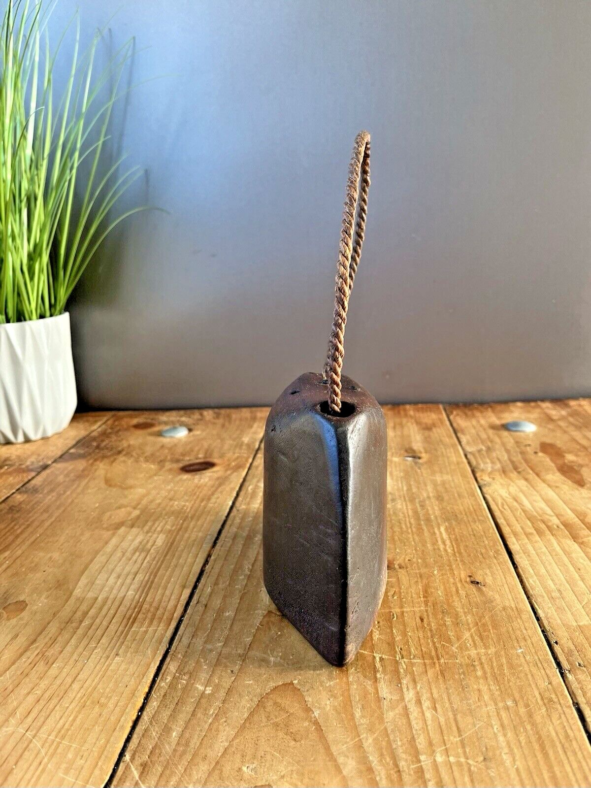 Antique C1900 Primitive Wooden Hand Carved Cow Bell Ringer Alpine Rustic Farm photo vintage