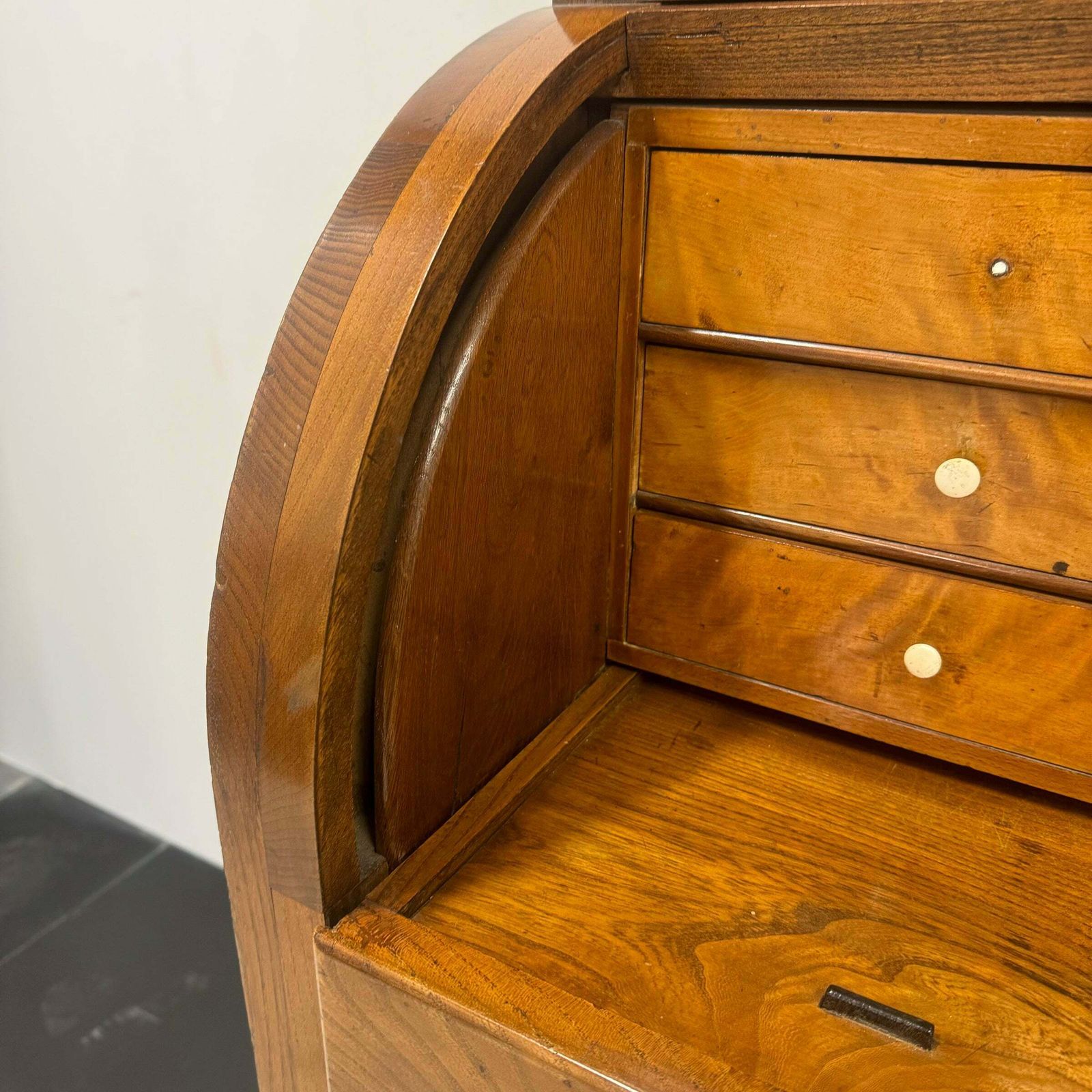 2400.0 Antique 18th Century European Cylinder Bureau Bookcase photo