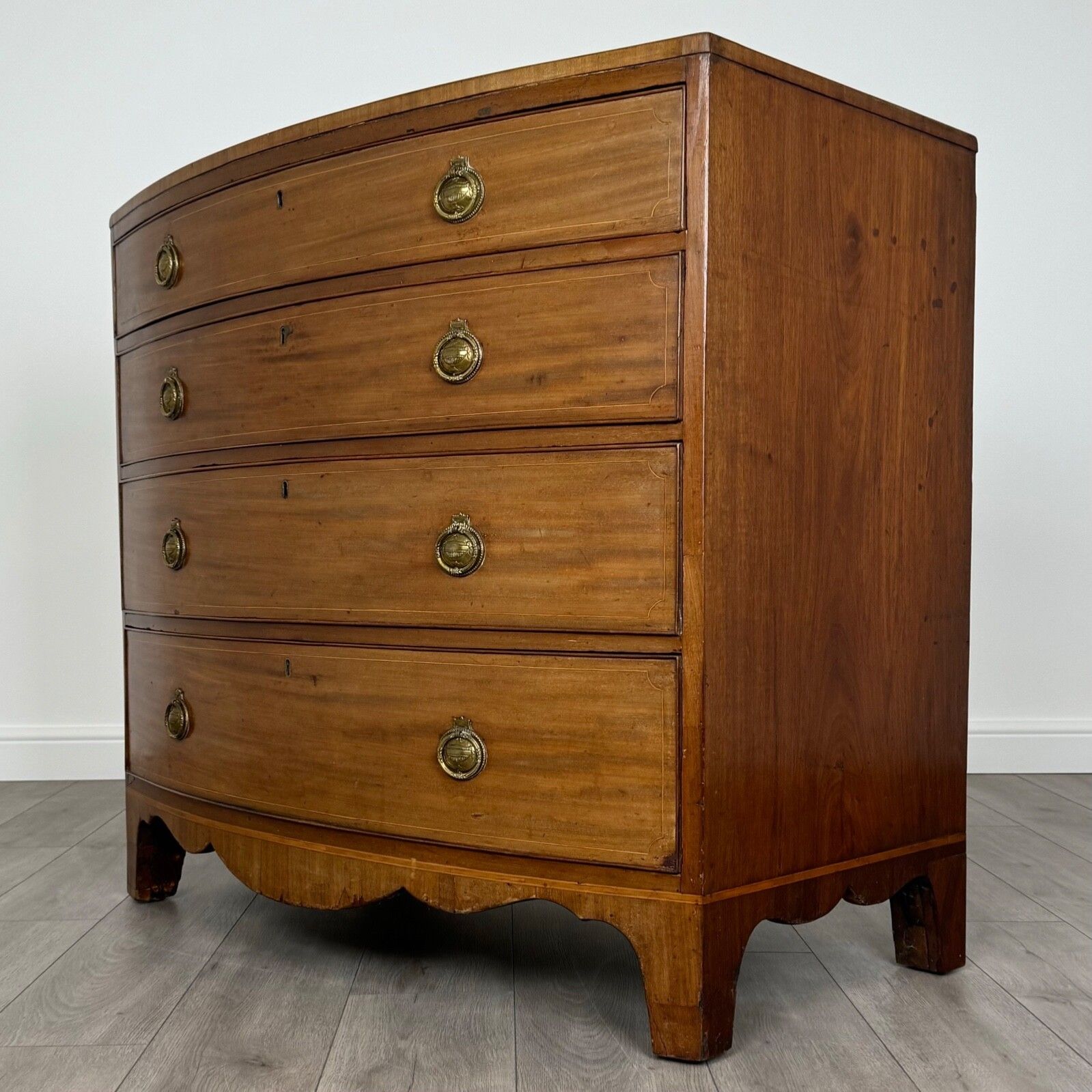 Antique 19th Century Bow Front Chest Of Drawers In Mahogany photo furniture