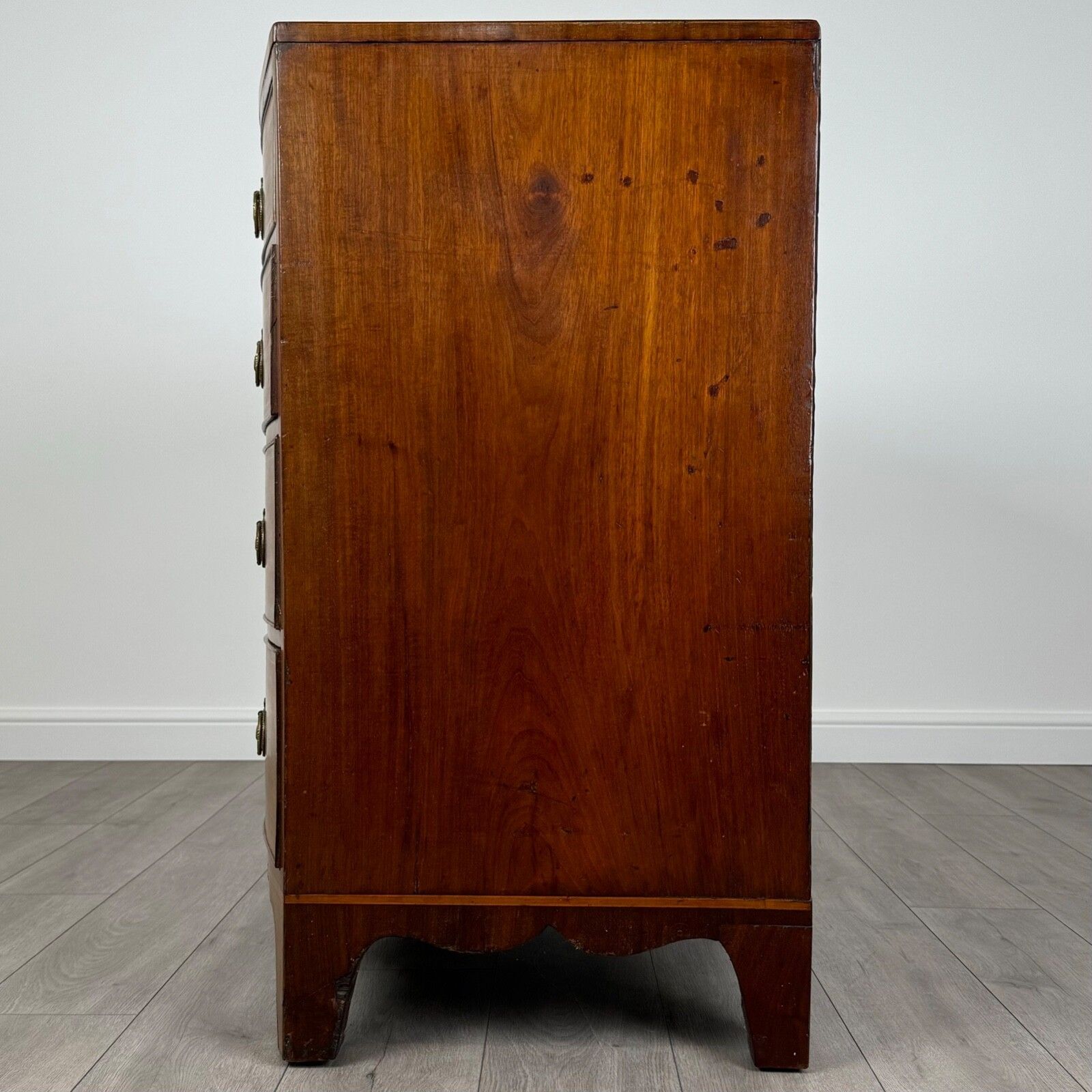 Antique 19th Century Bow Front Chest Of Drawers In Mahogany photo for sale